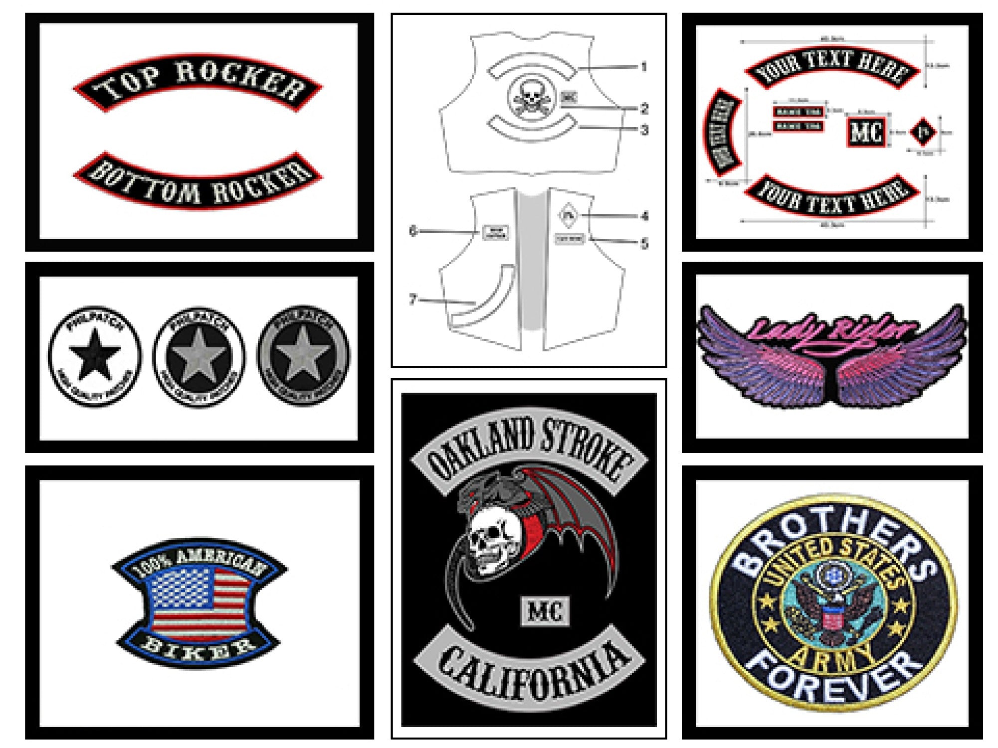 Custom Embroidery 3.5 Round Patch Biker Embroidered Outlaw MC Badge  Patches