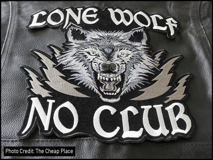 patch lone wolf loup réaliste no club 9x8.5 cm écusson thermocollant patch lone wolf loup réaliste no club 9x8.5 cm écusson thermocollant