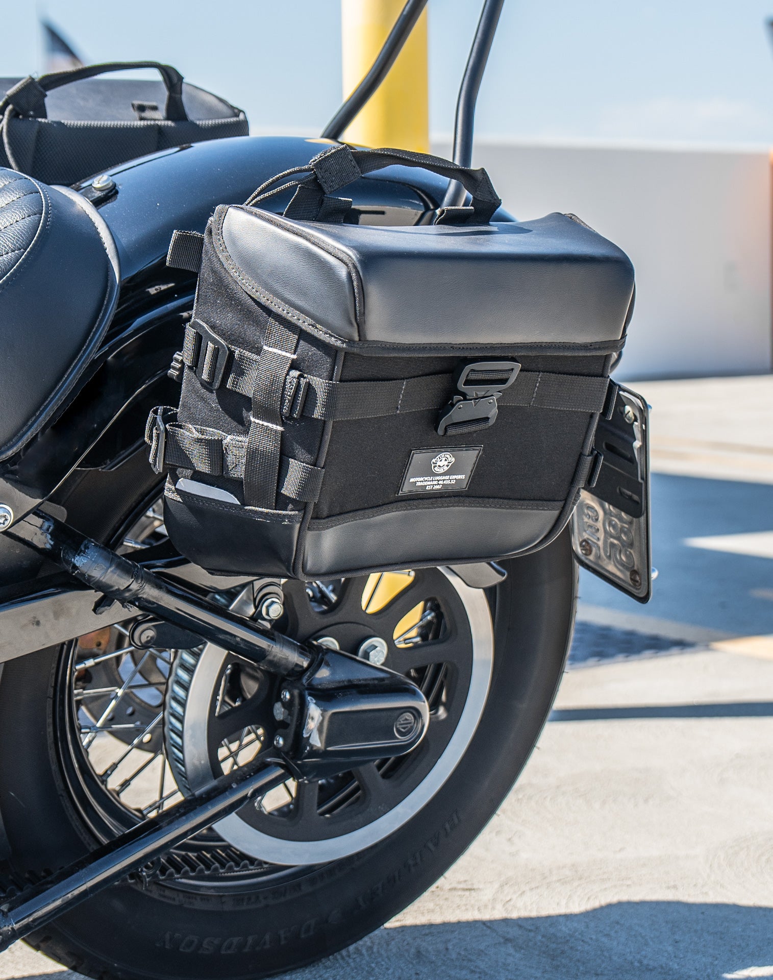 10L - Incognito Quick Mount Small Harley Softail Slim FLS Solo Saddlebag (Left Only) Life style 3