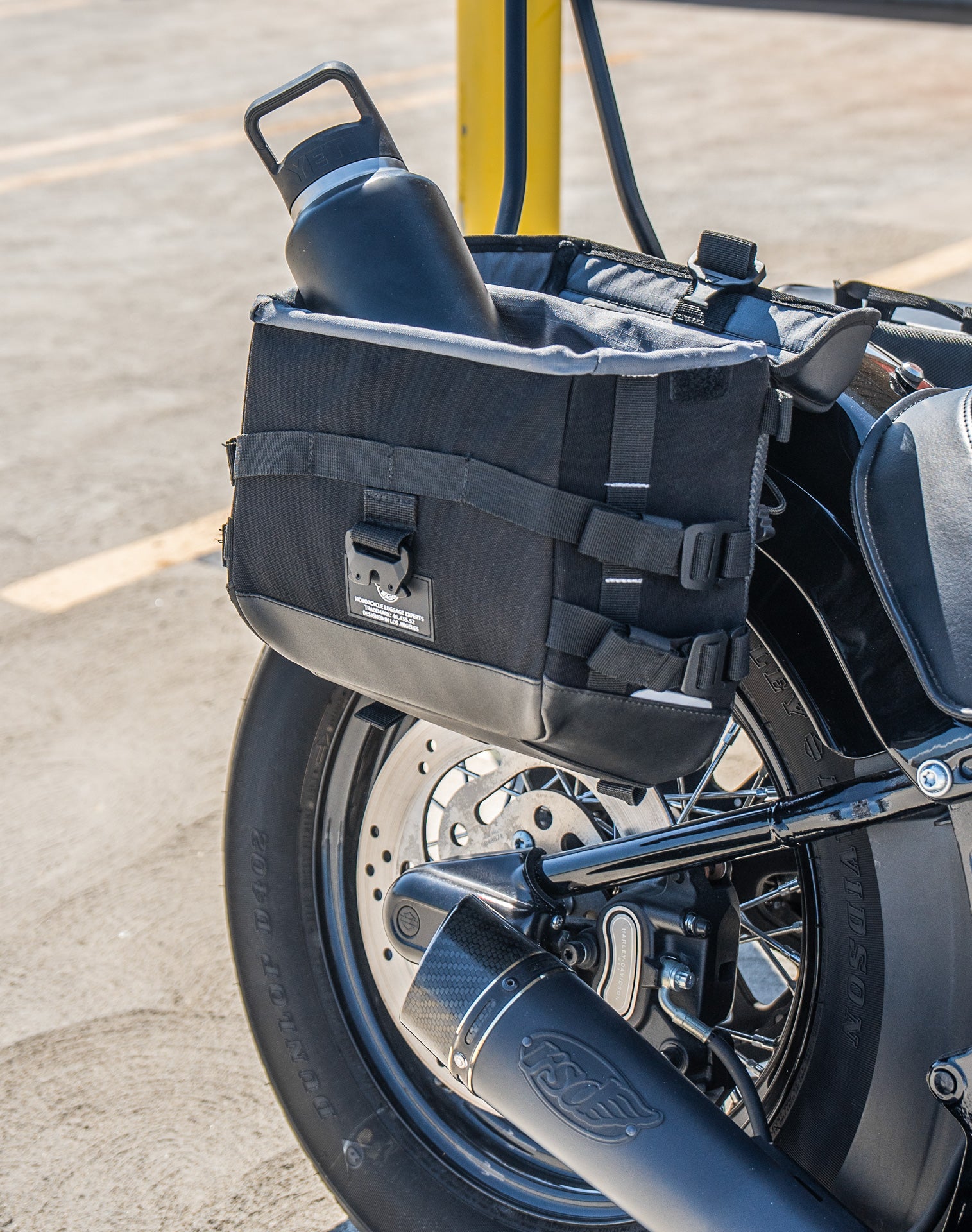 10L - Incognito Quick Mount Small Harley Softail Slim FLS Solo Saddlebag (Right Only) Life style 4