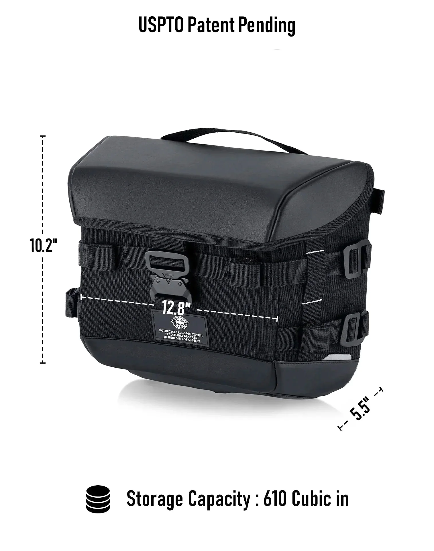 10L - Incognito Quick-Mount Small Indian 101 Scout Solo Saddlebag (Right Only) Storage Capacity