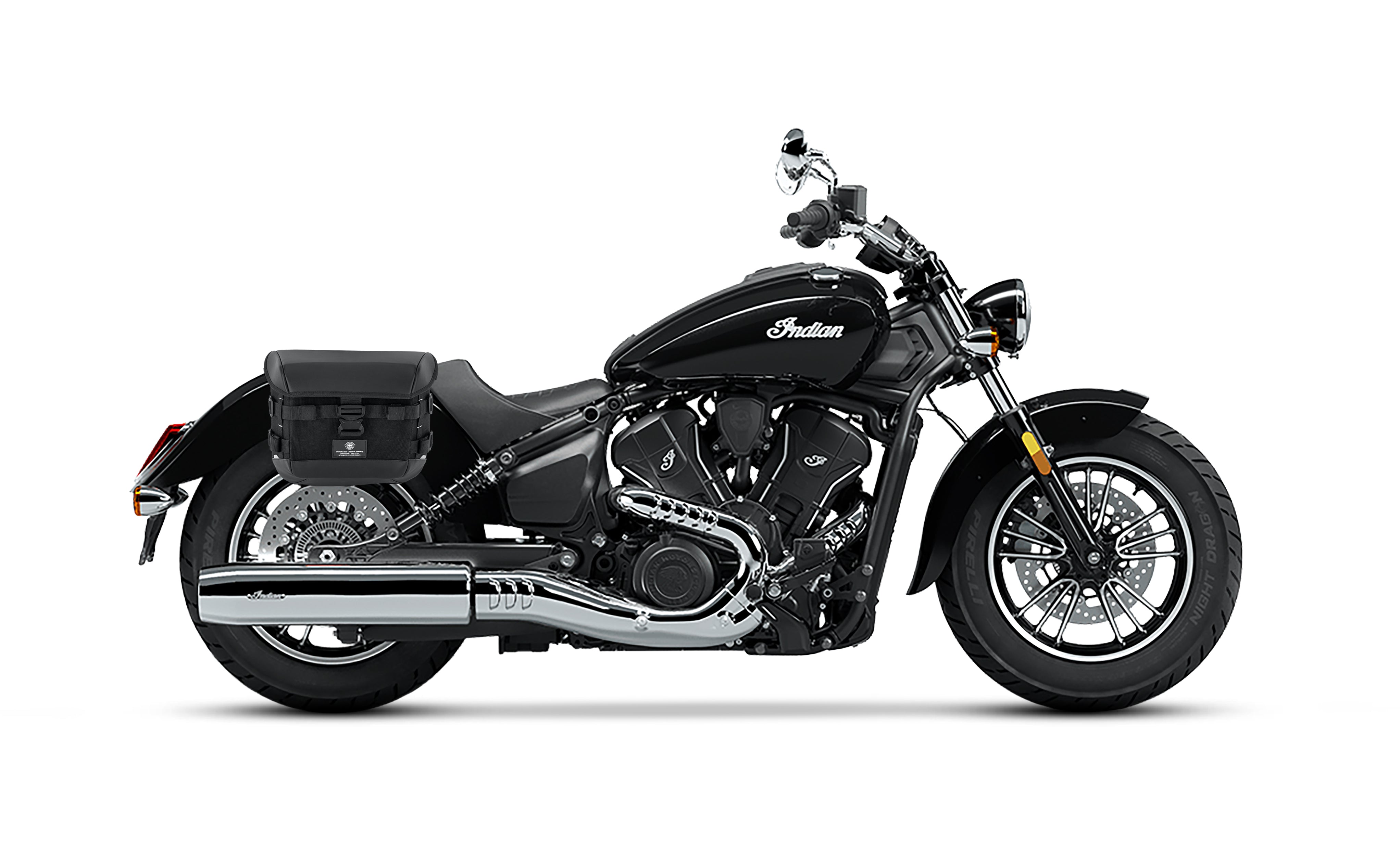 10L - Incognito Quick-Mount Small Indian Scout Sixty Classic Solo Saddlebag (Right Only) Bag on Bike @expand
