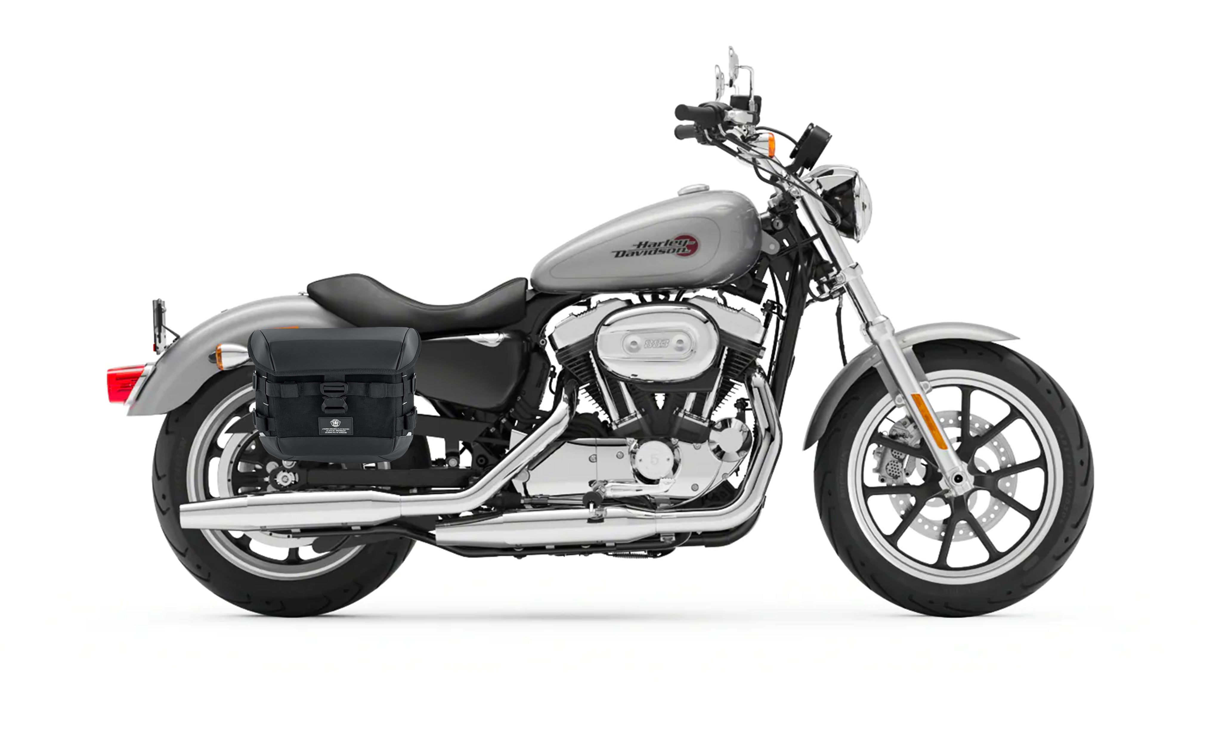 10L - Incognito Quick Mount Small Solo Motorcycle Saddlebag (Right Only) for Harley Sportster Super Low XL883L Bag on Bike @expand