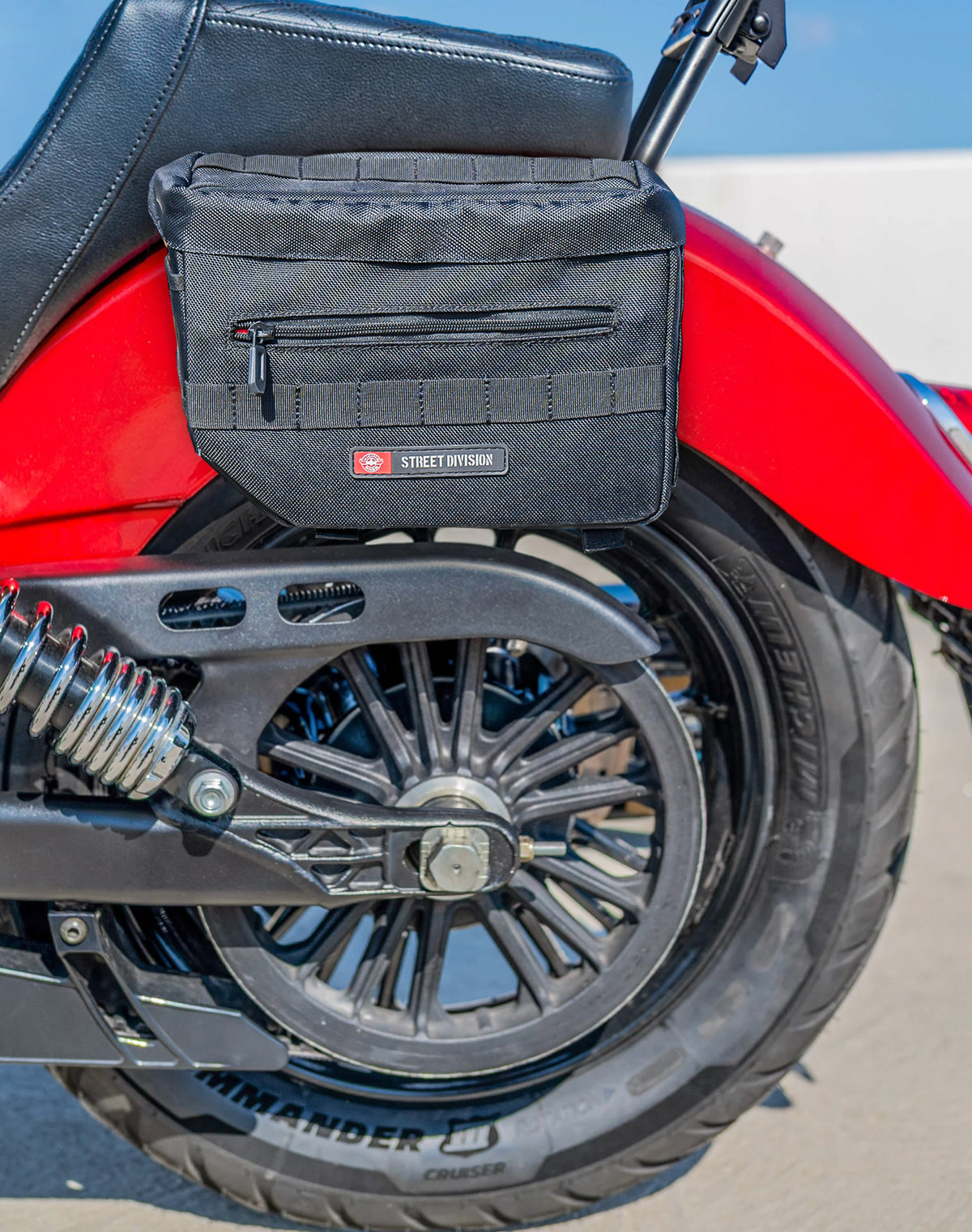 10L - Patriot Small Indian Scout Classic 2025+ Throw Over Saddlebags Lifestyle