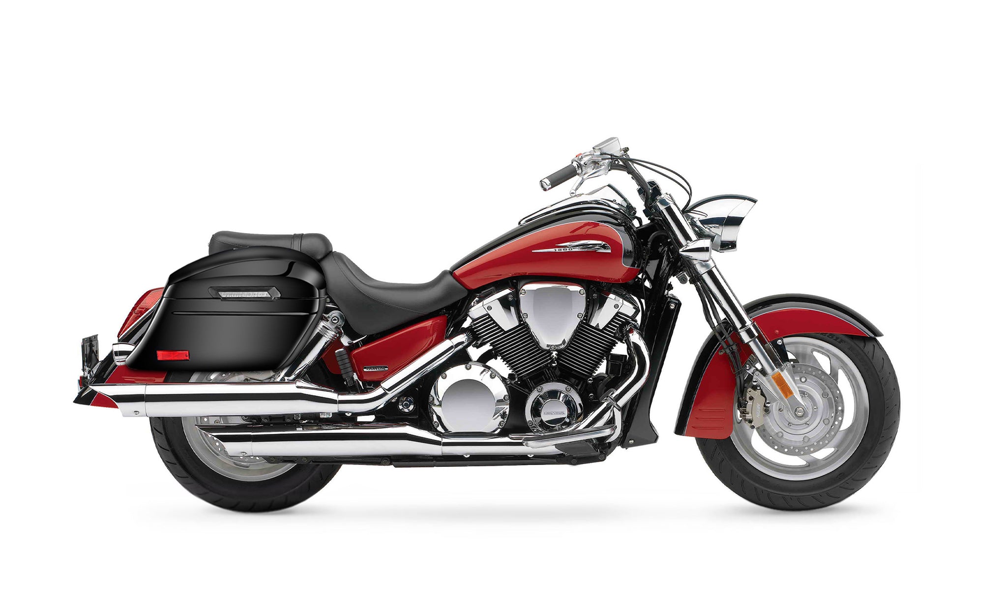 44L - Lamellar Stallion Extra Large Honda VTX 1800 R (Retro) Painted Motorcycle Hard Saddlebags Bag on Bike @expand
