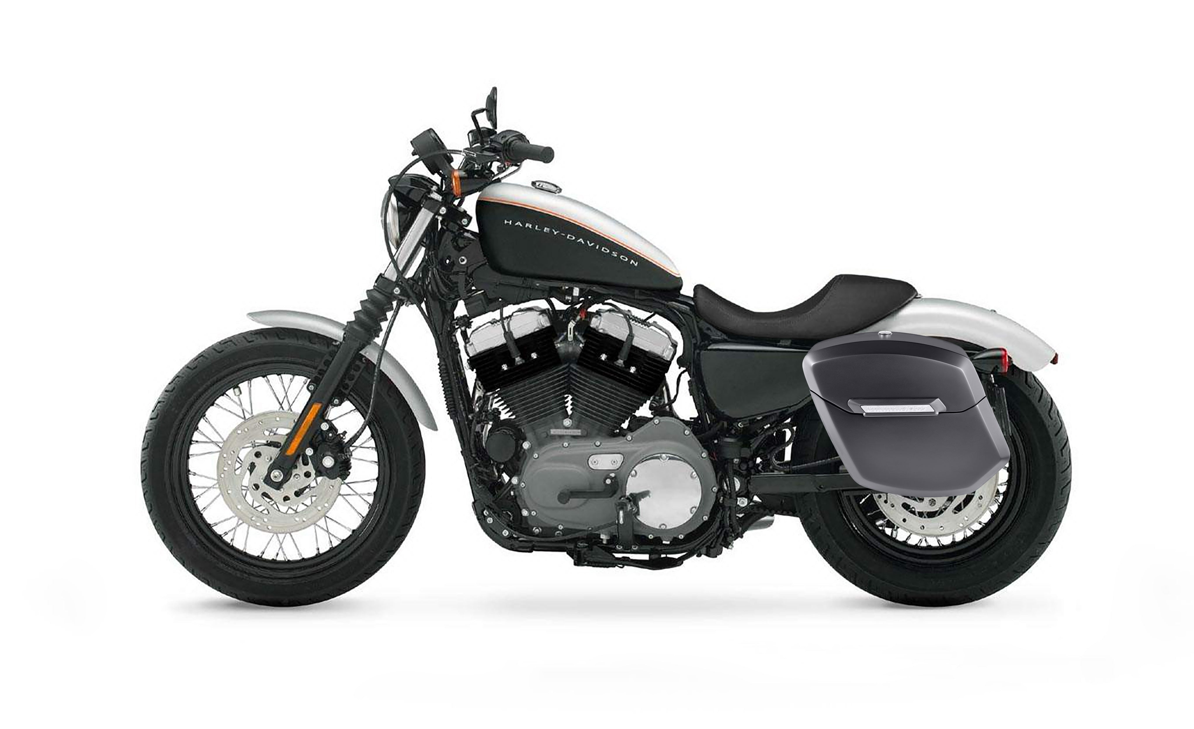 12L - Ironclad Quick Mount Medium Harley Sportster 1200 Nightster XL1200N Matte Hard Solo Saddlebag (Left Only) Bag on Bike @expand