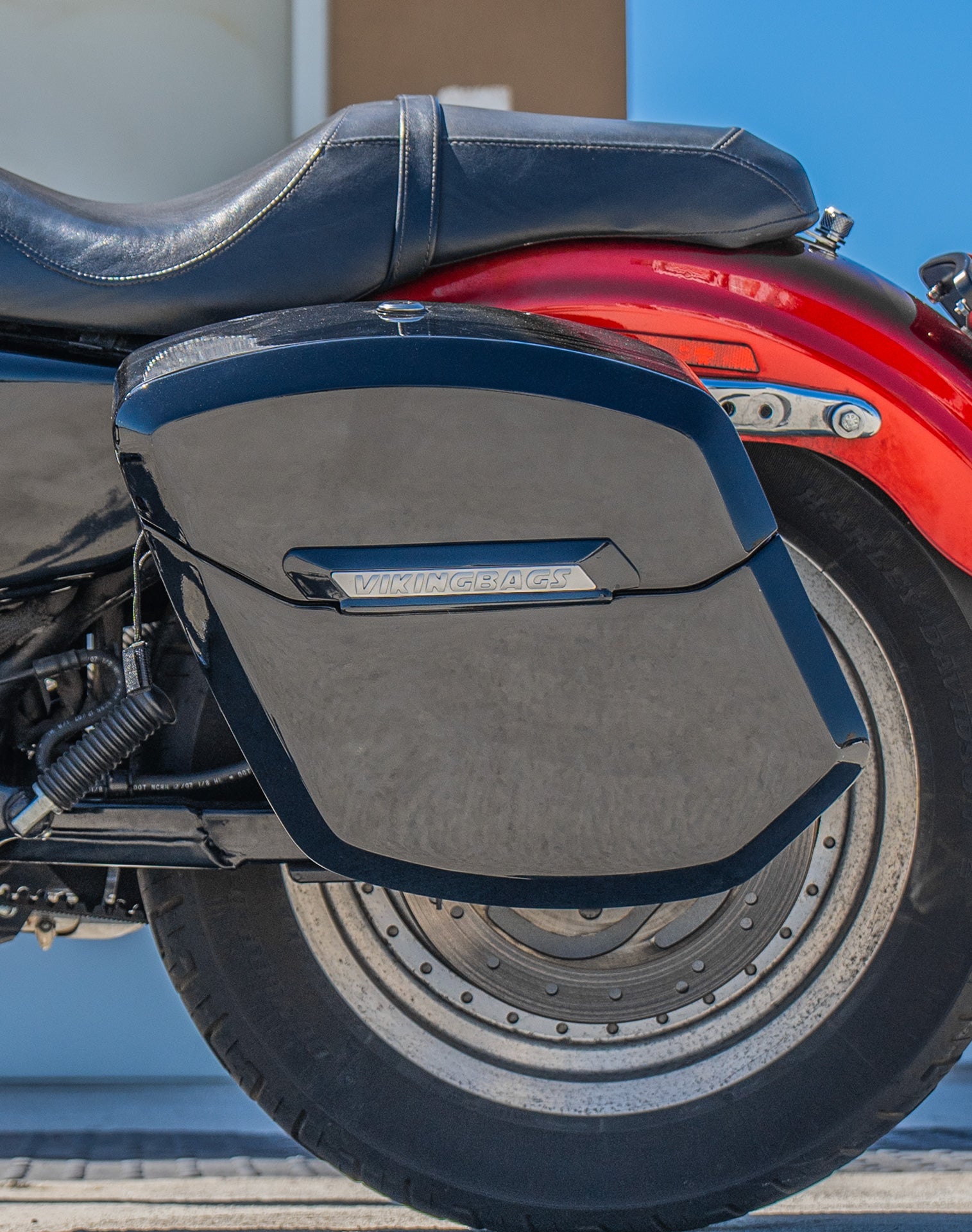 12L - Ironclad Quick Mount Medium Harley Sportster 883 Custom XL883C Painted Hard Solo Saddlebag (Left Only) lifestyle