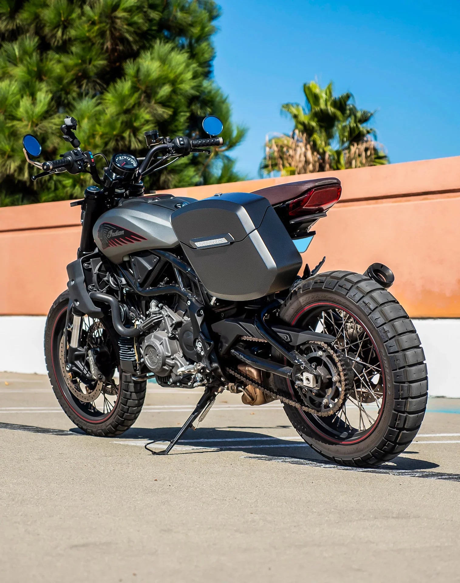 12L - Ironclad Quick Mount Medium Indian FTR 1200 Matte Hard Solo Saddlebag (Left Only) Lifestyle