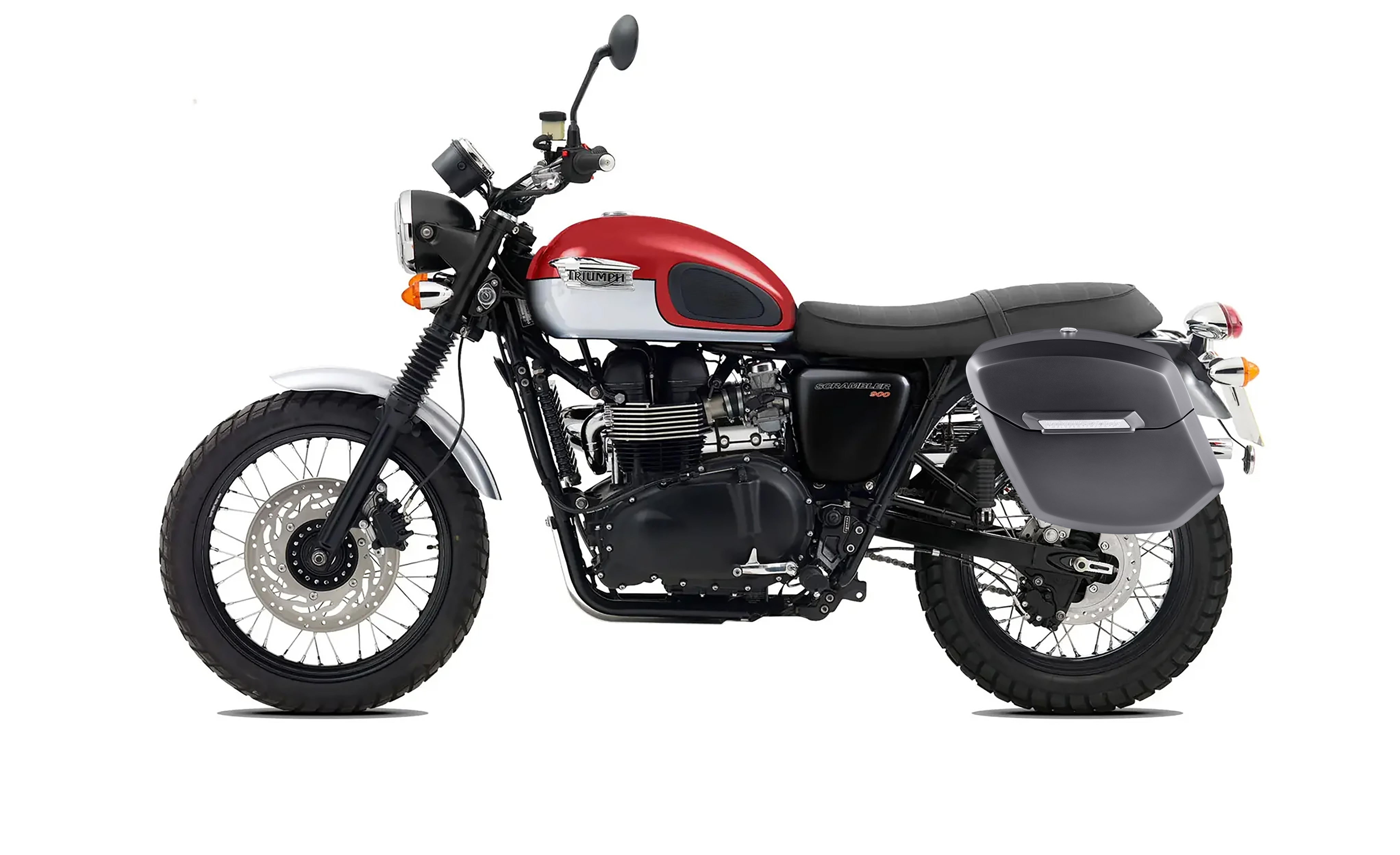 12L - Ironclad Quick Mount Medium Triumph Scrambler Matte Hard Solo Saddlebag (Left Only) Bag on Bike @expand