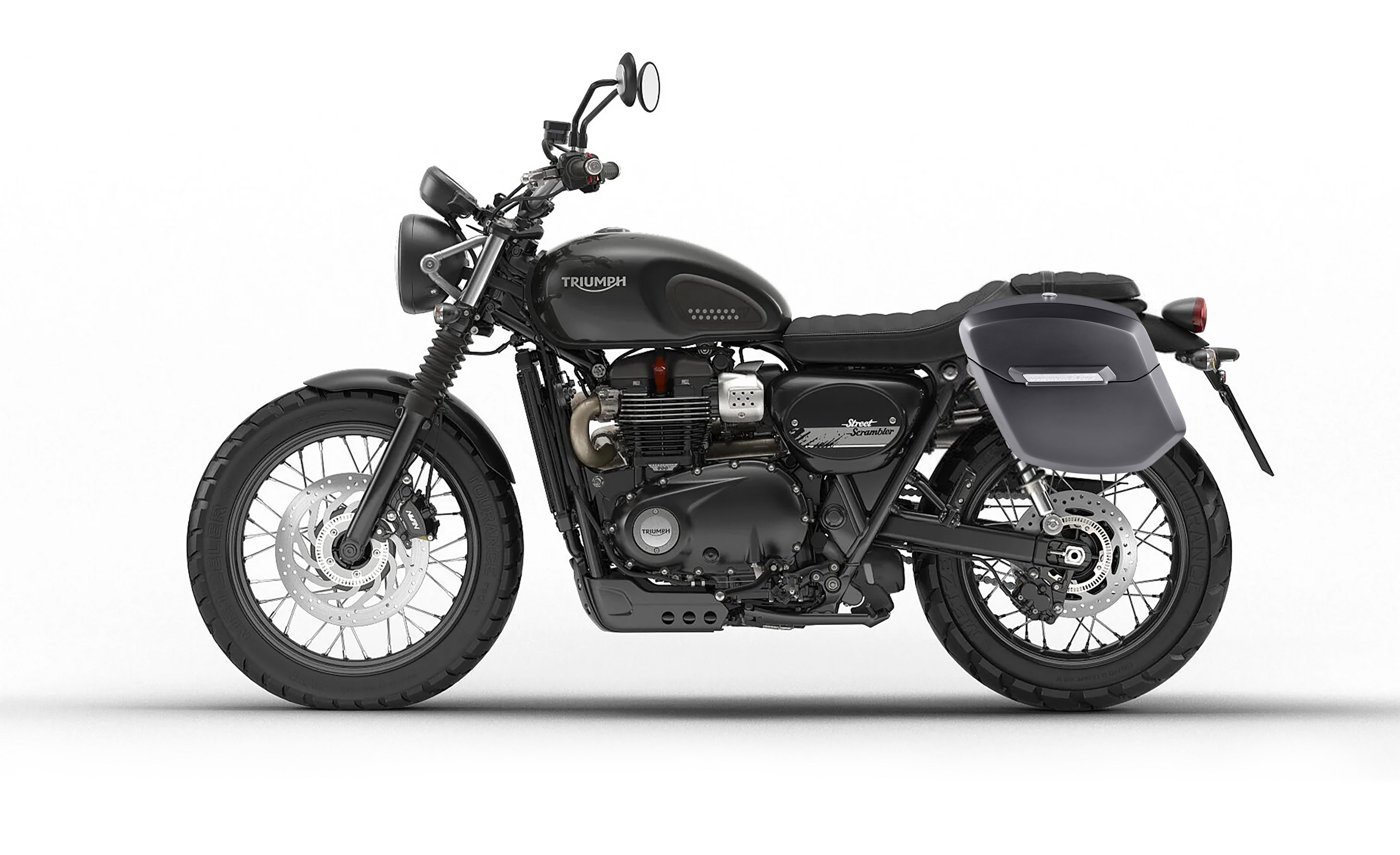 12L - Ironclad Quick Mount Medium Triumph Street Scrambler Matte Hard Solo Saddlebag (Left Only) Bag on Bike @expand