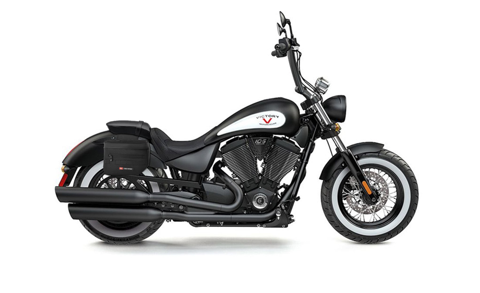 8L - Patriot Small Victory High Ball Motorcycle Throw Over Saddlebags Bag on Bike @expand