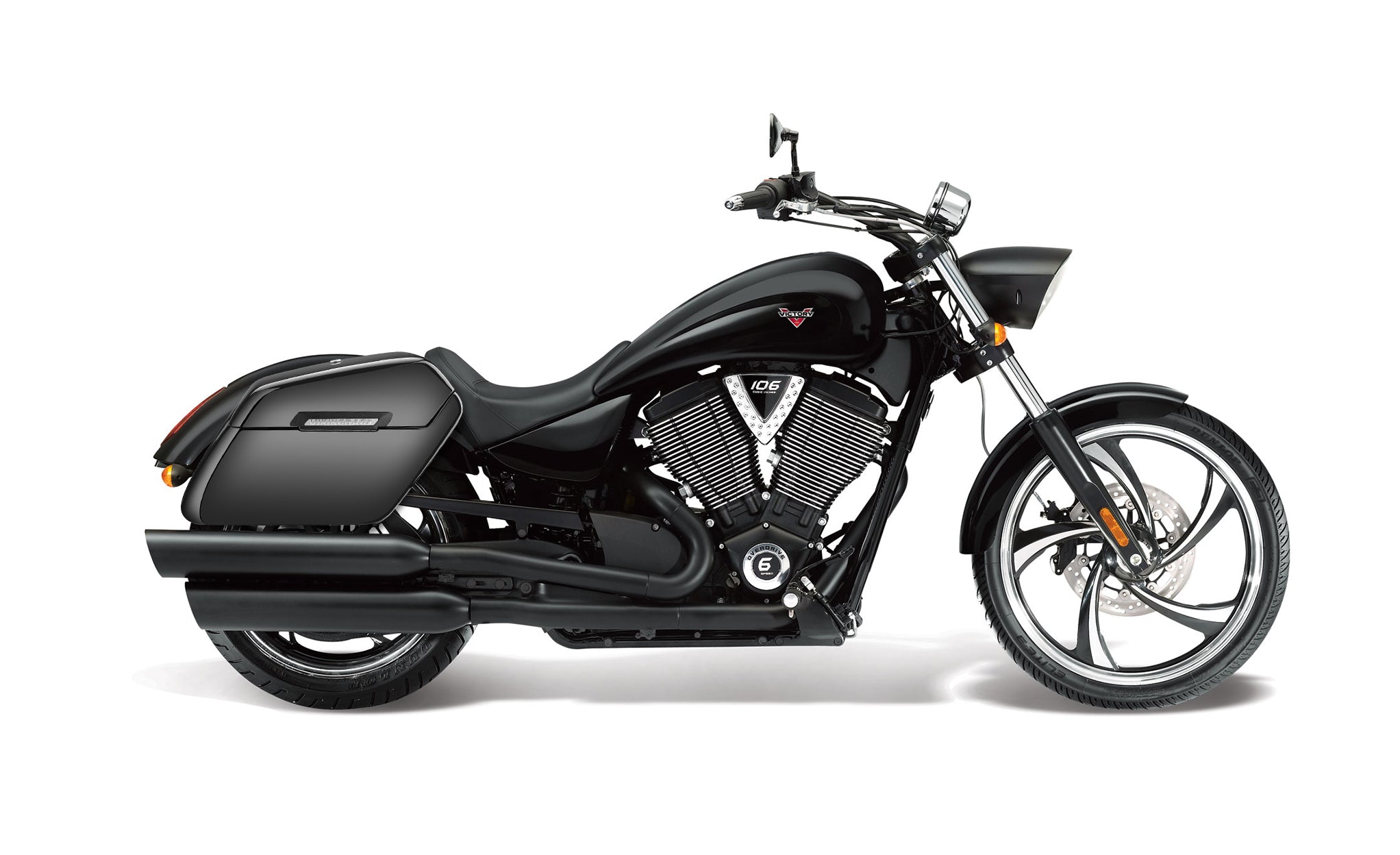 42L - Baldur XL Victory 8 Ball Painted Motorcycle Hard Saddlebags Bag on Bike @expand