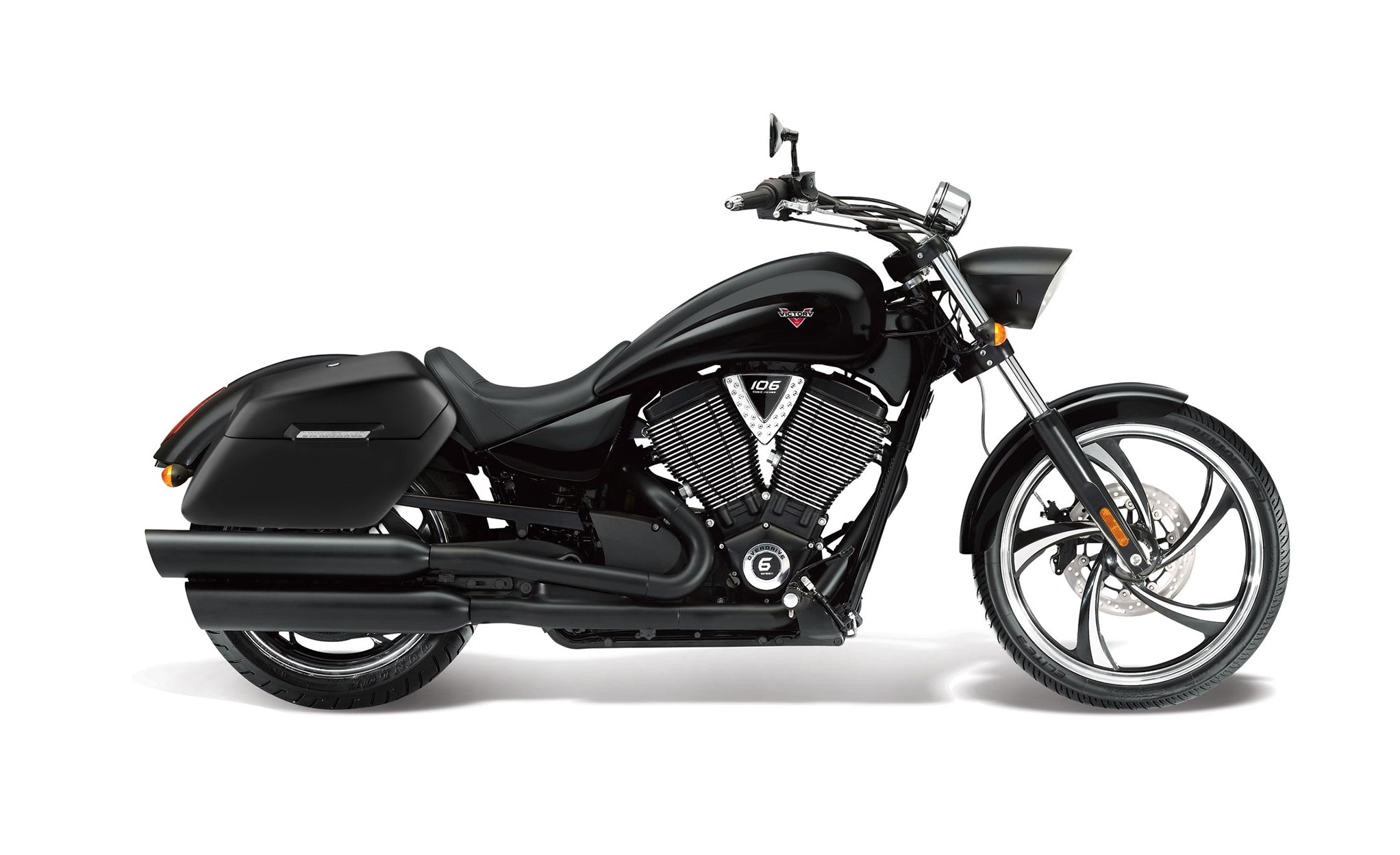 42L - Baldur XL Victory 8 Ball Matte Motorcycle Hard Saddlebags Bag on Bike @expand