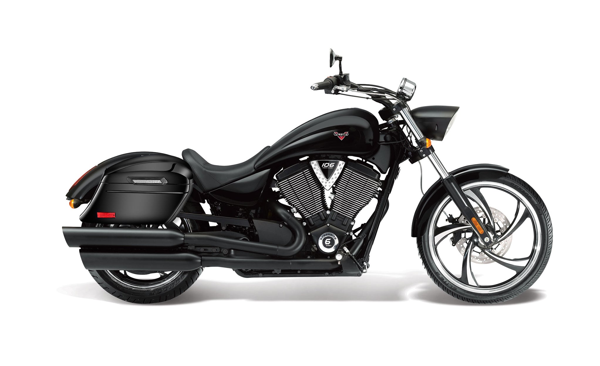 44L - Lamellar Stallion XL Victory 8 Ball Painted Motorcycle Hard Saddlebags Bag on Bike @expand