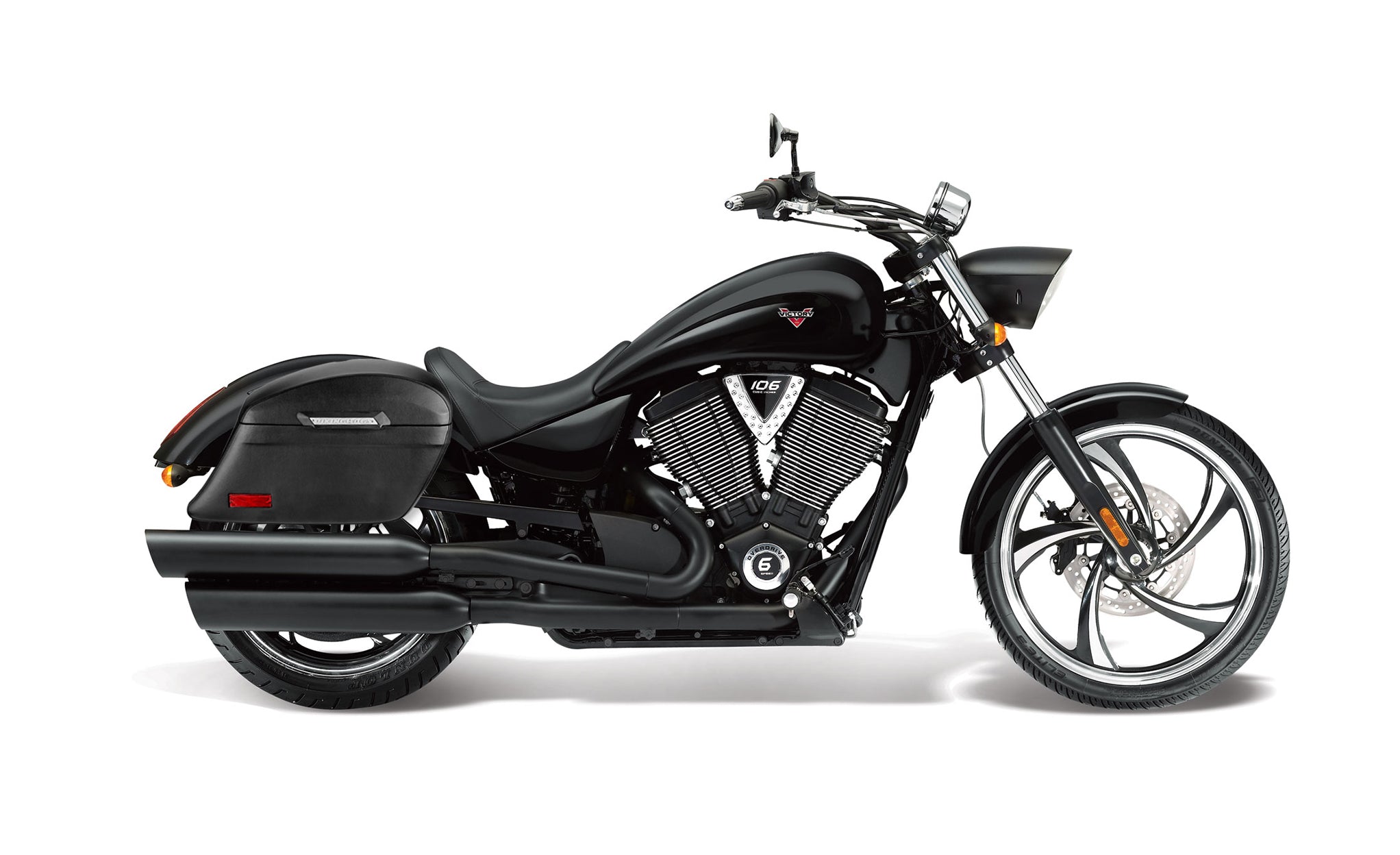 44L - Lamellar Stallion XL Victory 8 Ball Leather Covered Motorcycle Hard Saddlebags Bag on Bike @expand