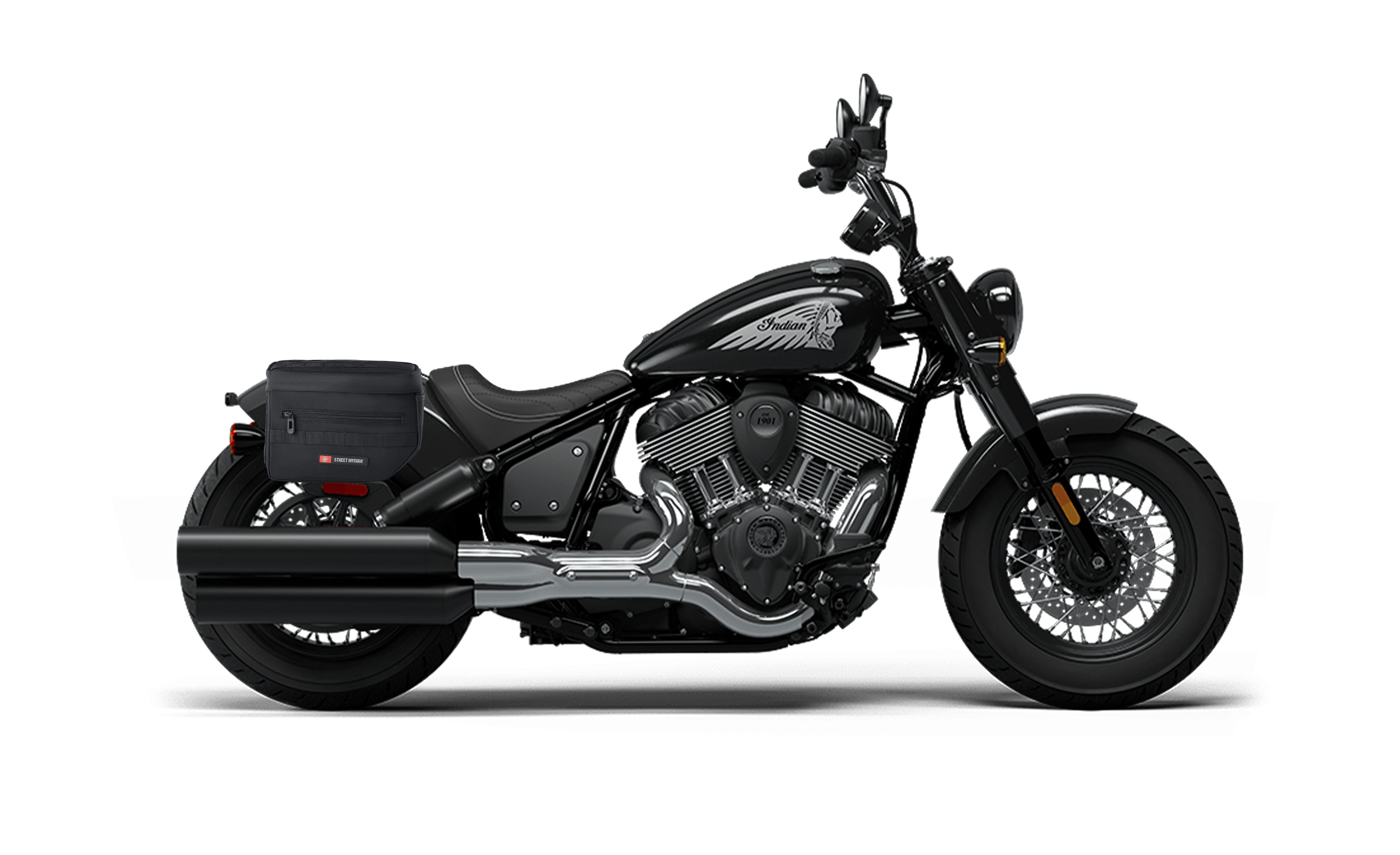 8L - Patriot Small Indian Chief Bobber Throw Over Saddlebags Bag on Bike @expand