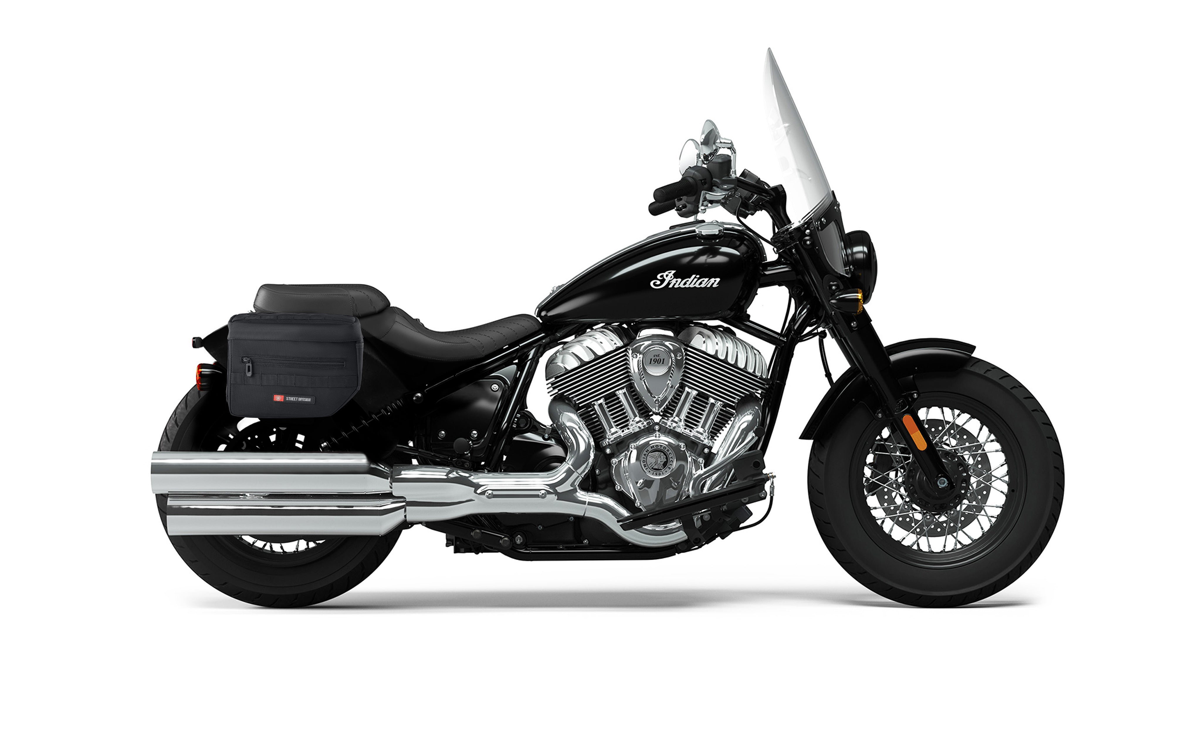 8L - Patriot Small Indian Super Chief Throw Over Saddlebags Bag on Bike @expand