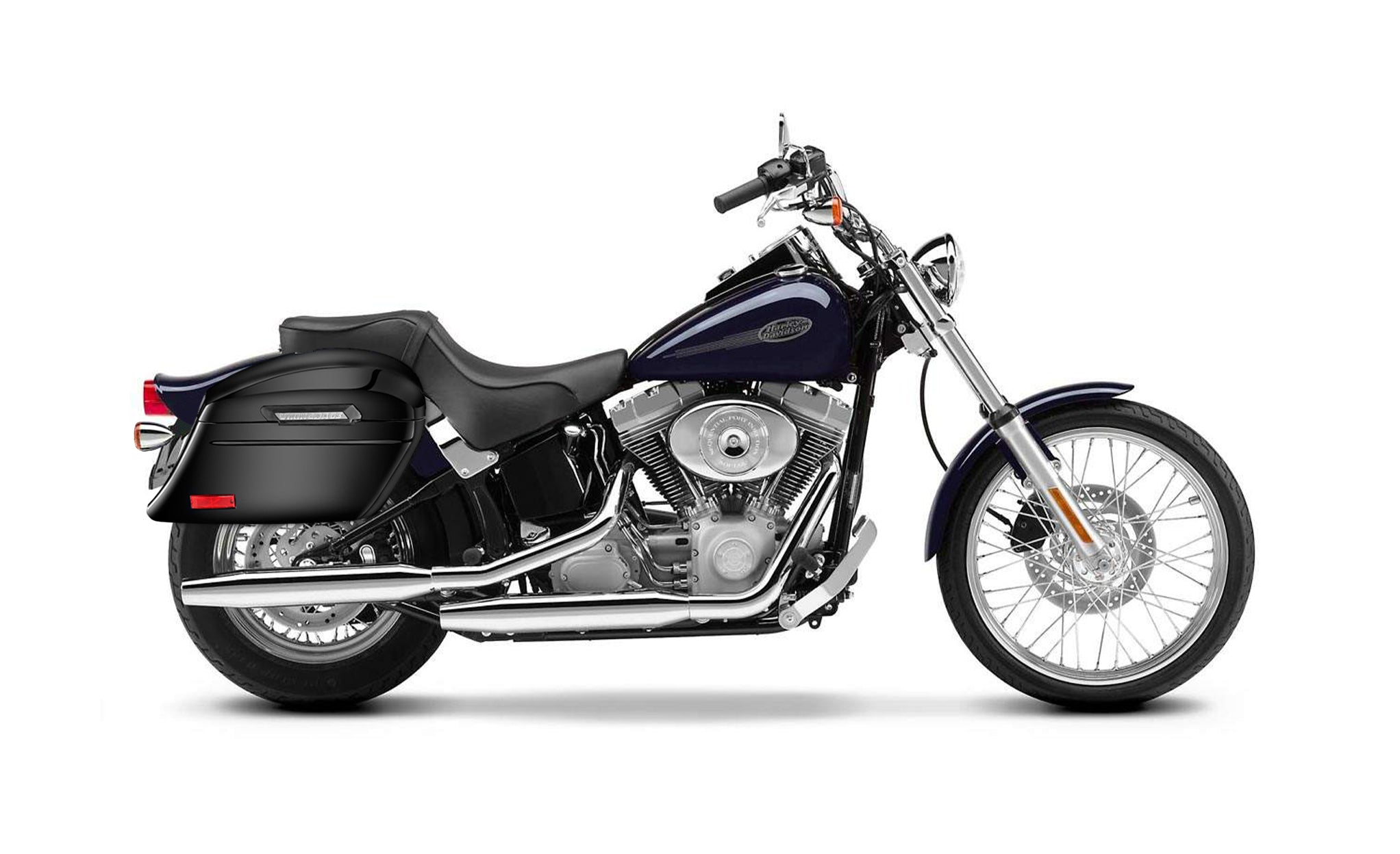 44L - Lamellar Stallion Extra Large Painted Motorcycle Hard Saddlebags for Harley Softail Standard FXST/I Bag on Bike @expand