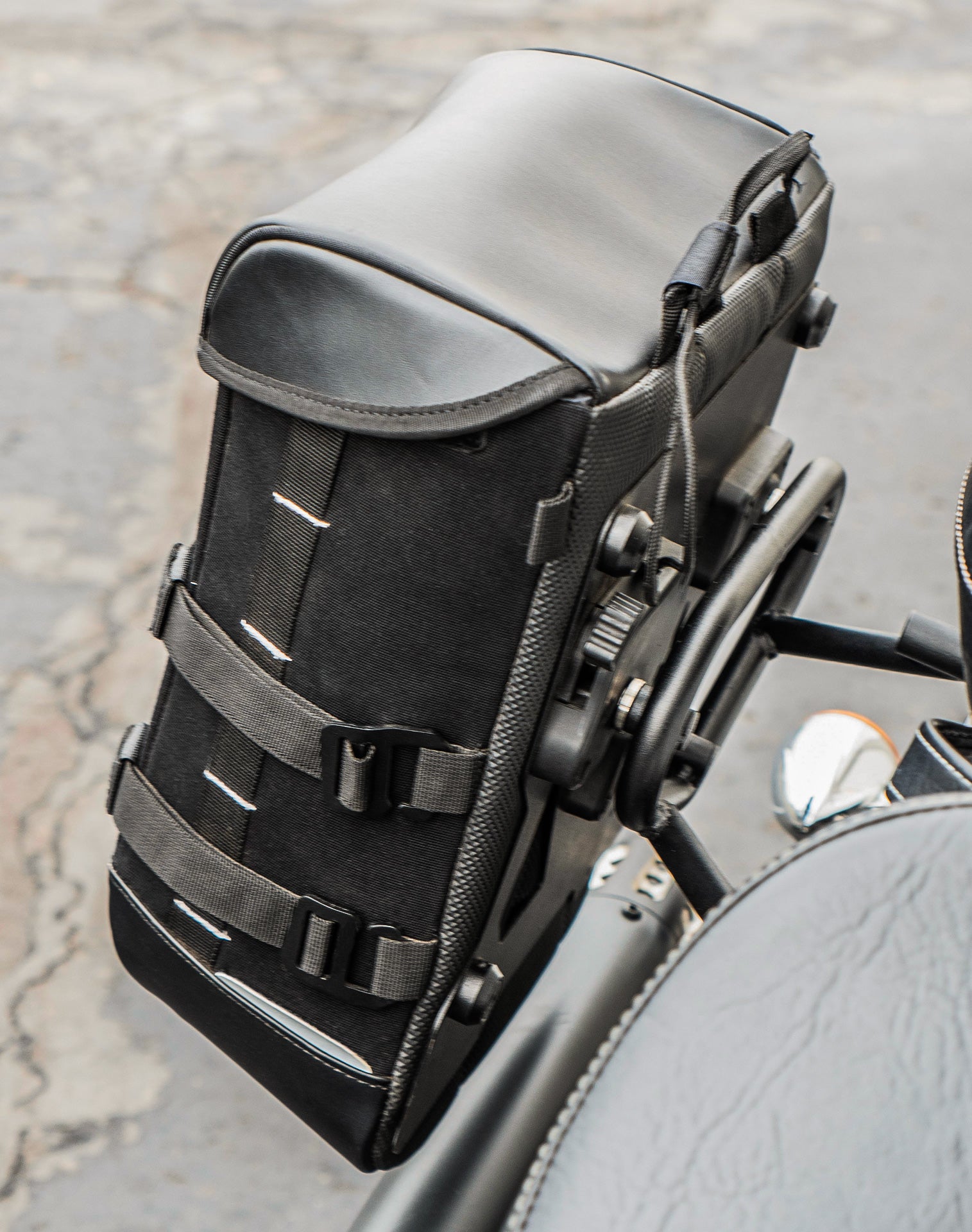 15L - Incognito Quick-Mount Medium Indian Scout Sixty Classic Solo Saddlebag (Right Only) Lifestyle