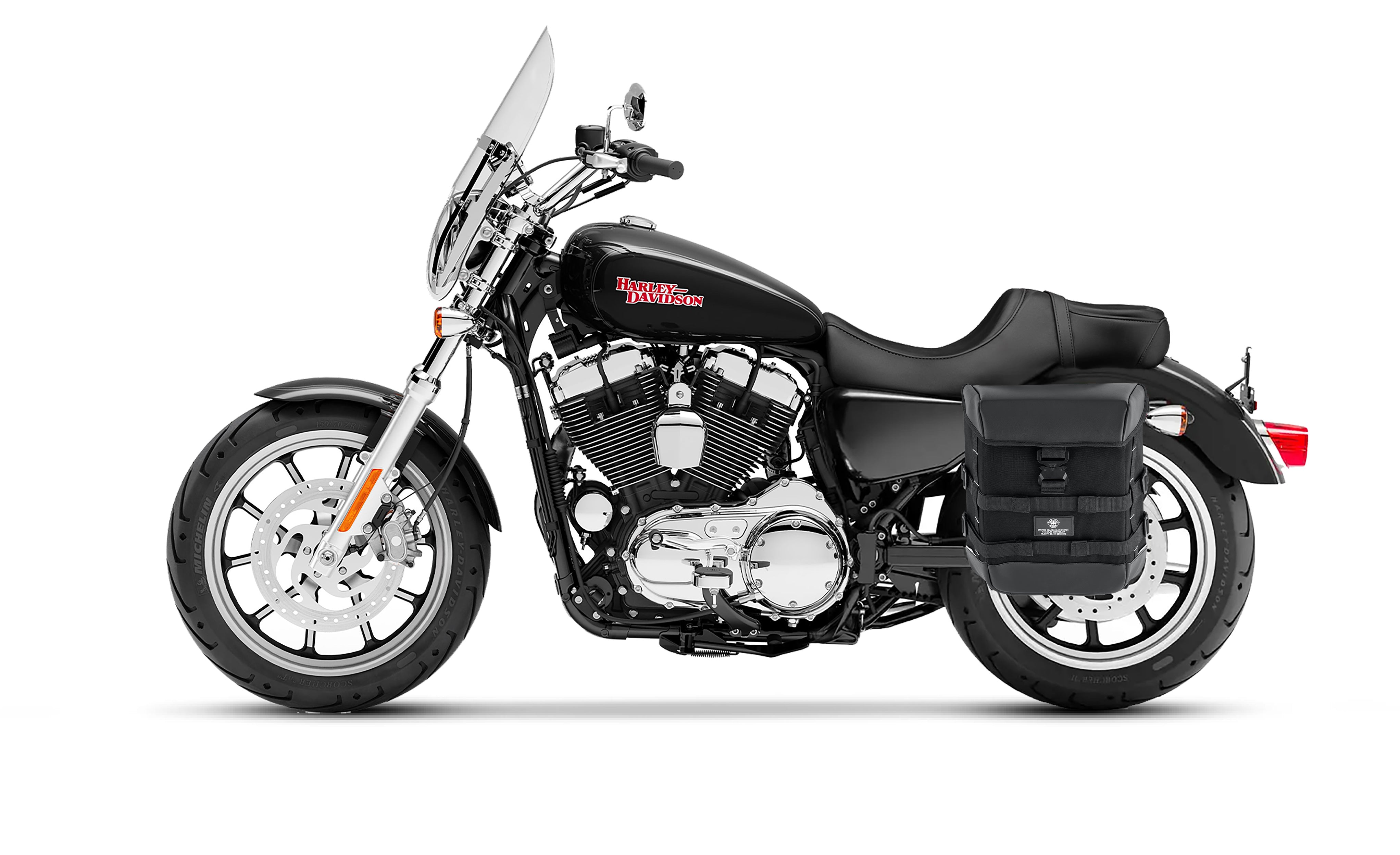 15L - Incognito Quick Mount Medium Solo Motorcycle Saddlebag (Left Only) for Harley Sportster 1200 Super Low XL1200T Bag on bike @expand