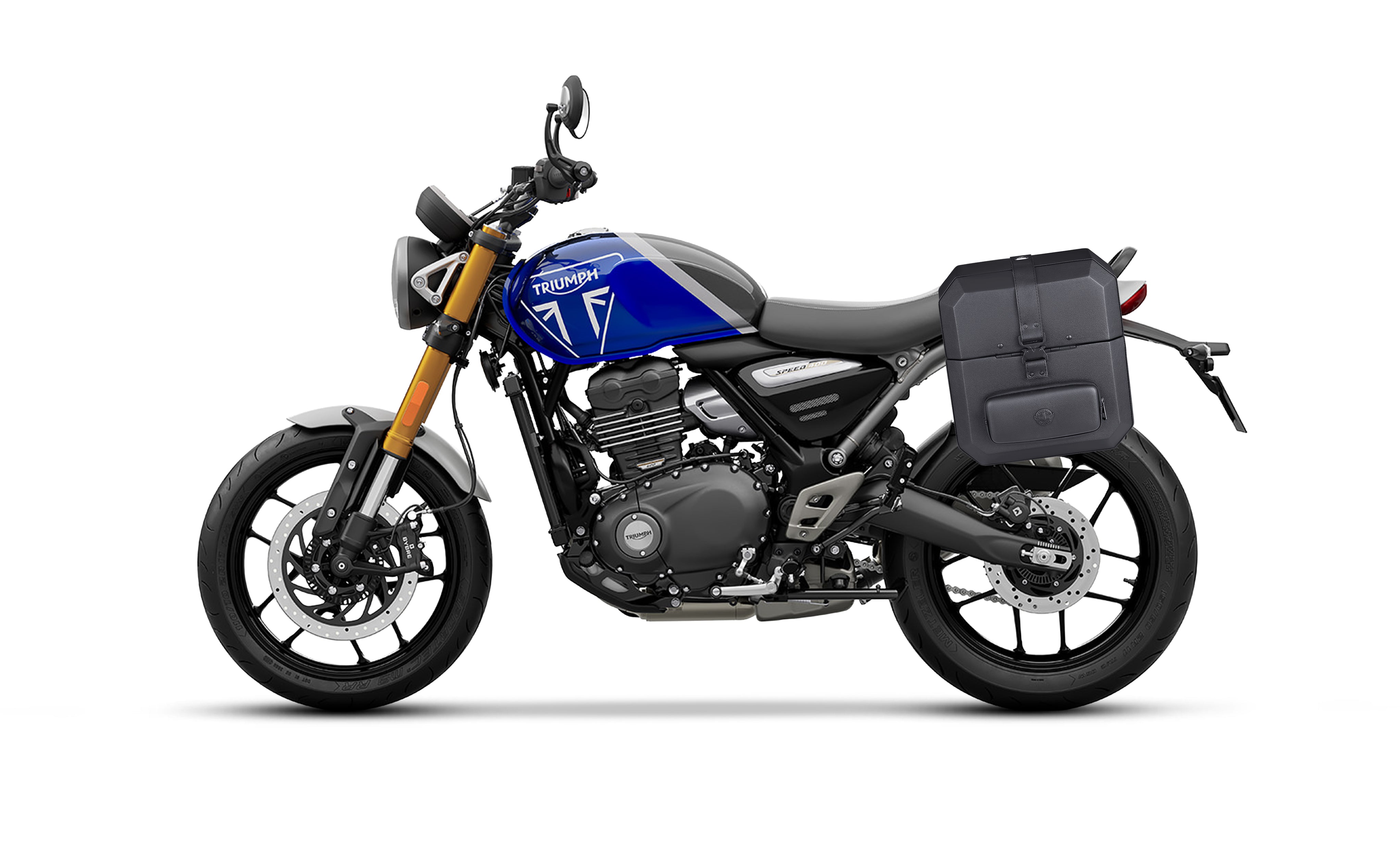 15L - Outlaw Quick Mount Medium Triumph Speed 400 Hard Solo Saddlebag (Left Only) Bag on Bike @expand