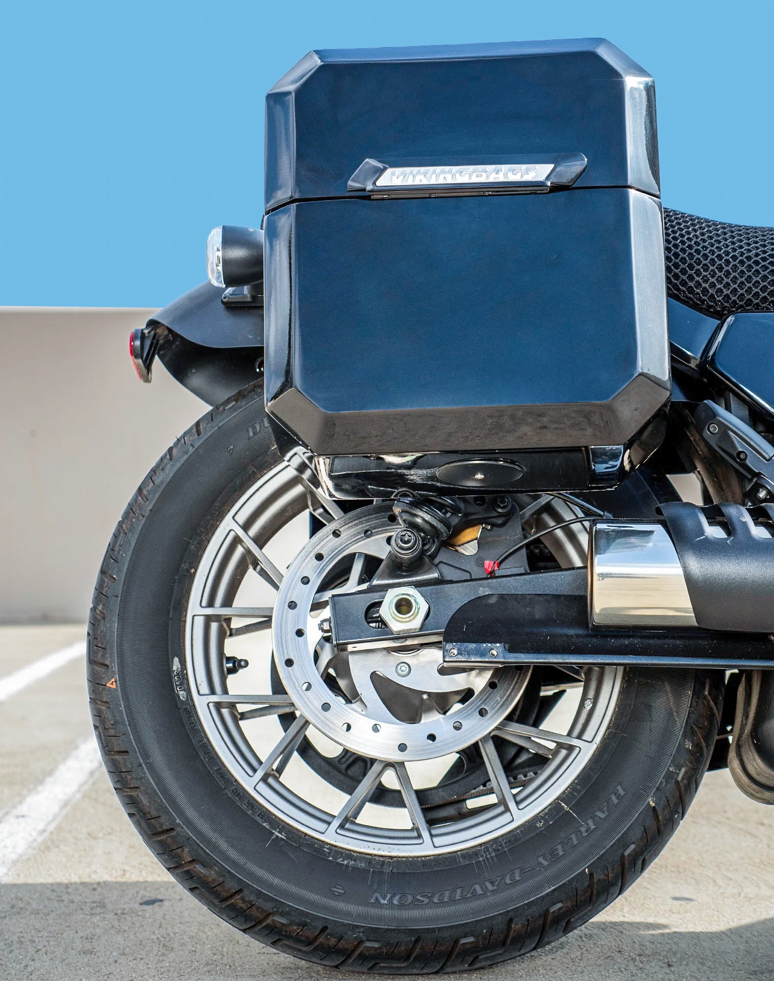 15L - Outlaw Quick Mount Medium Harley Nightster RH975/S Painted Solo Saddlebag (Right Only) Lifestyle