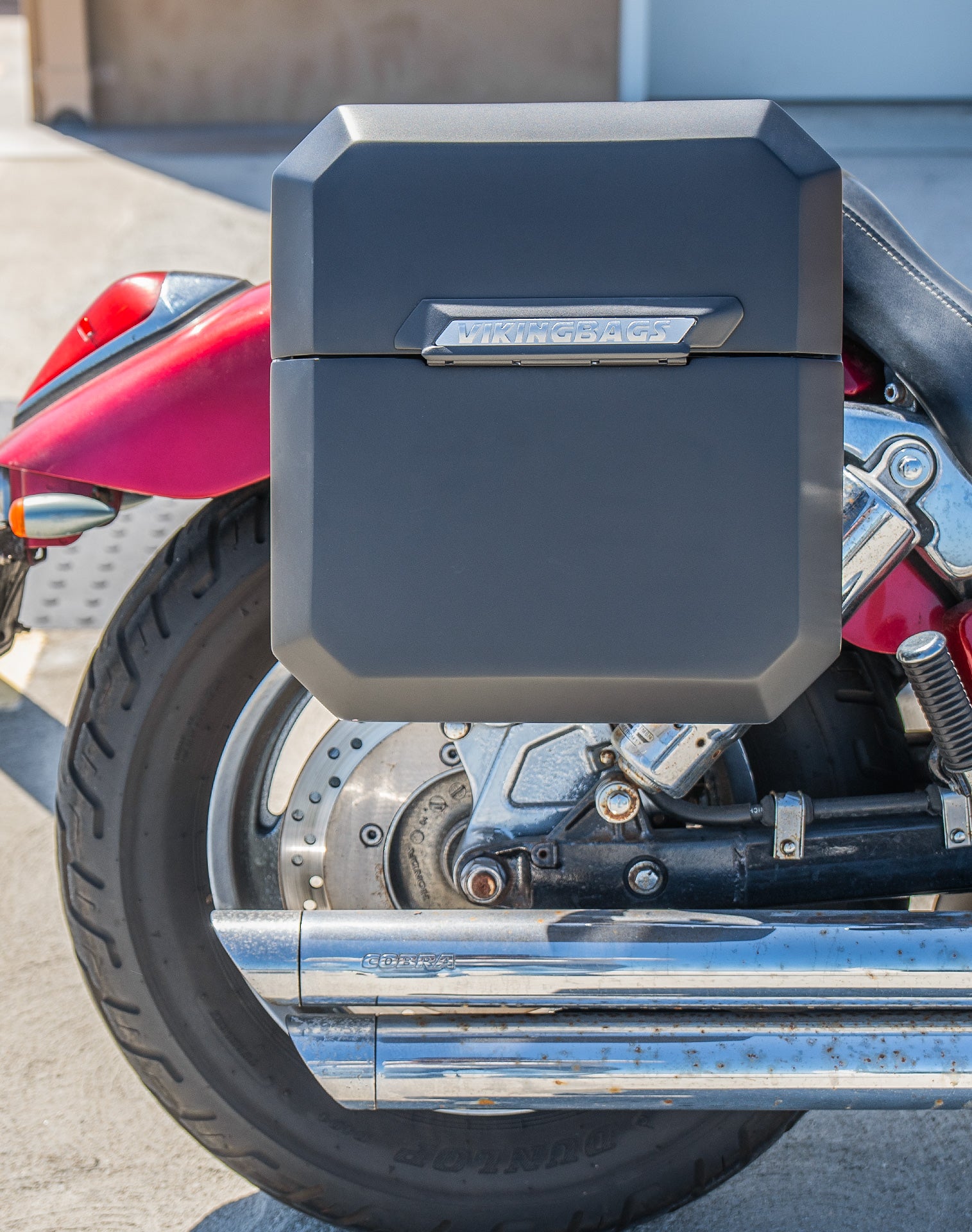 15L - Outlaw Quick-Mount Medium Honda VTX 1300 C Matte Hard Solo Saddlebag (Right Only) Vertical Lifestyle
