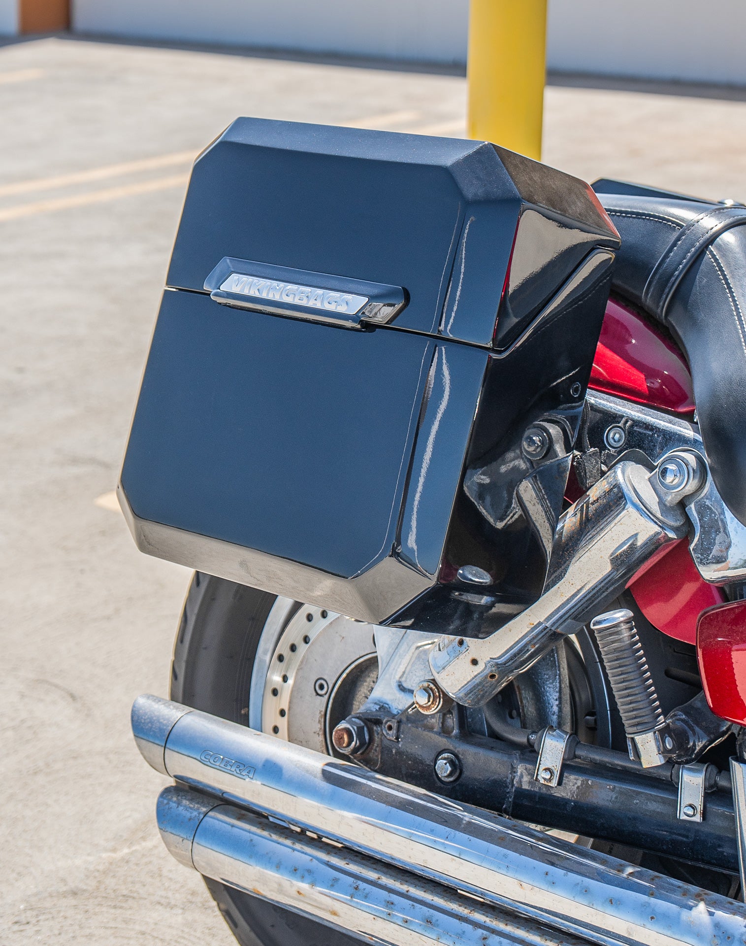 15L - Outlaw Quick Mount Medium Honda VTX 1300 C Painted Hard Solo Saddlebag (Right Only) Vertical Lifestyle
