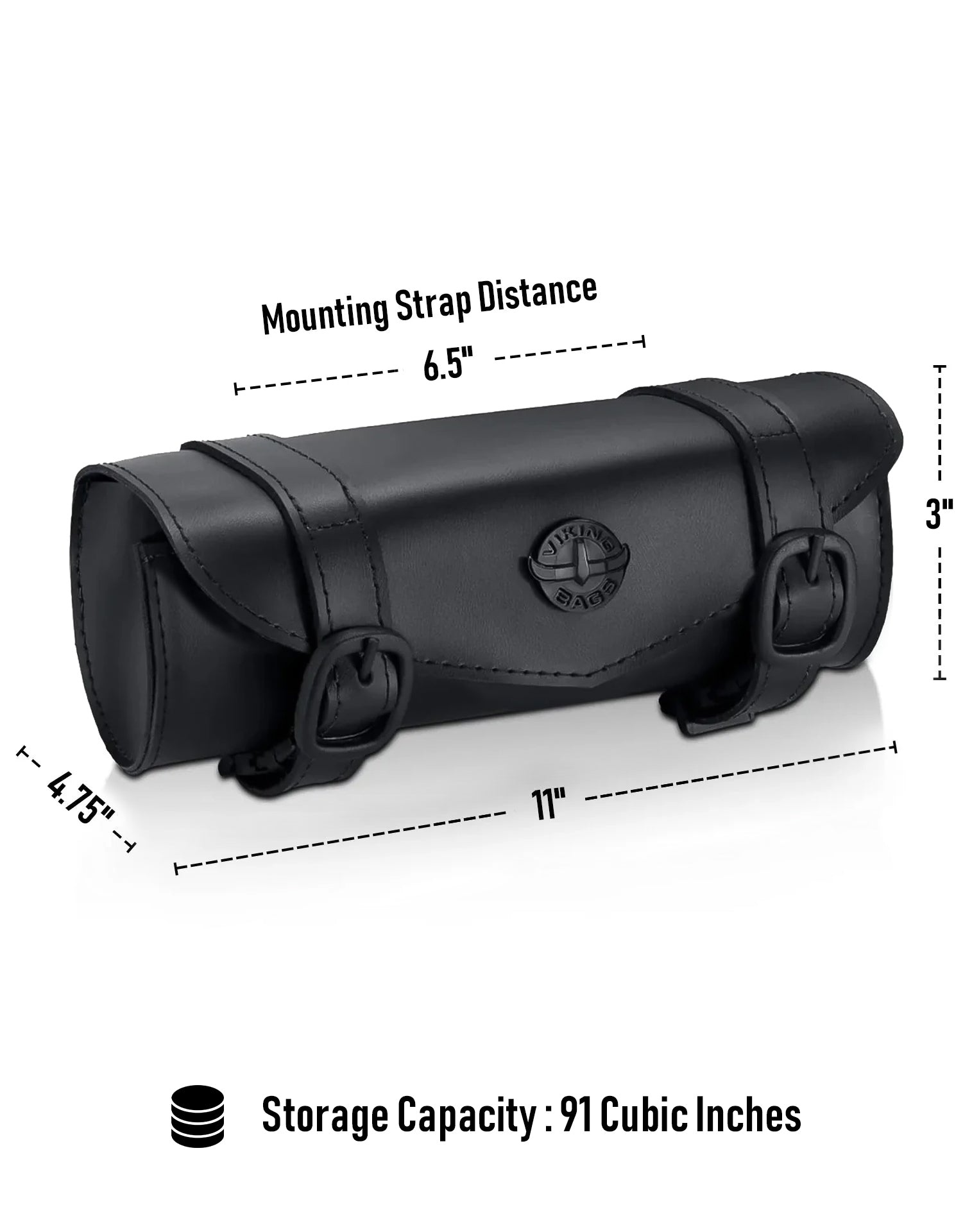 1L - Dark Age Plain Leather Motorcycle Handlebar Bag Storage Capacity