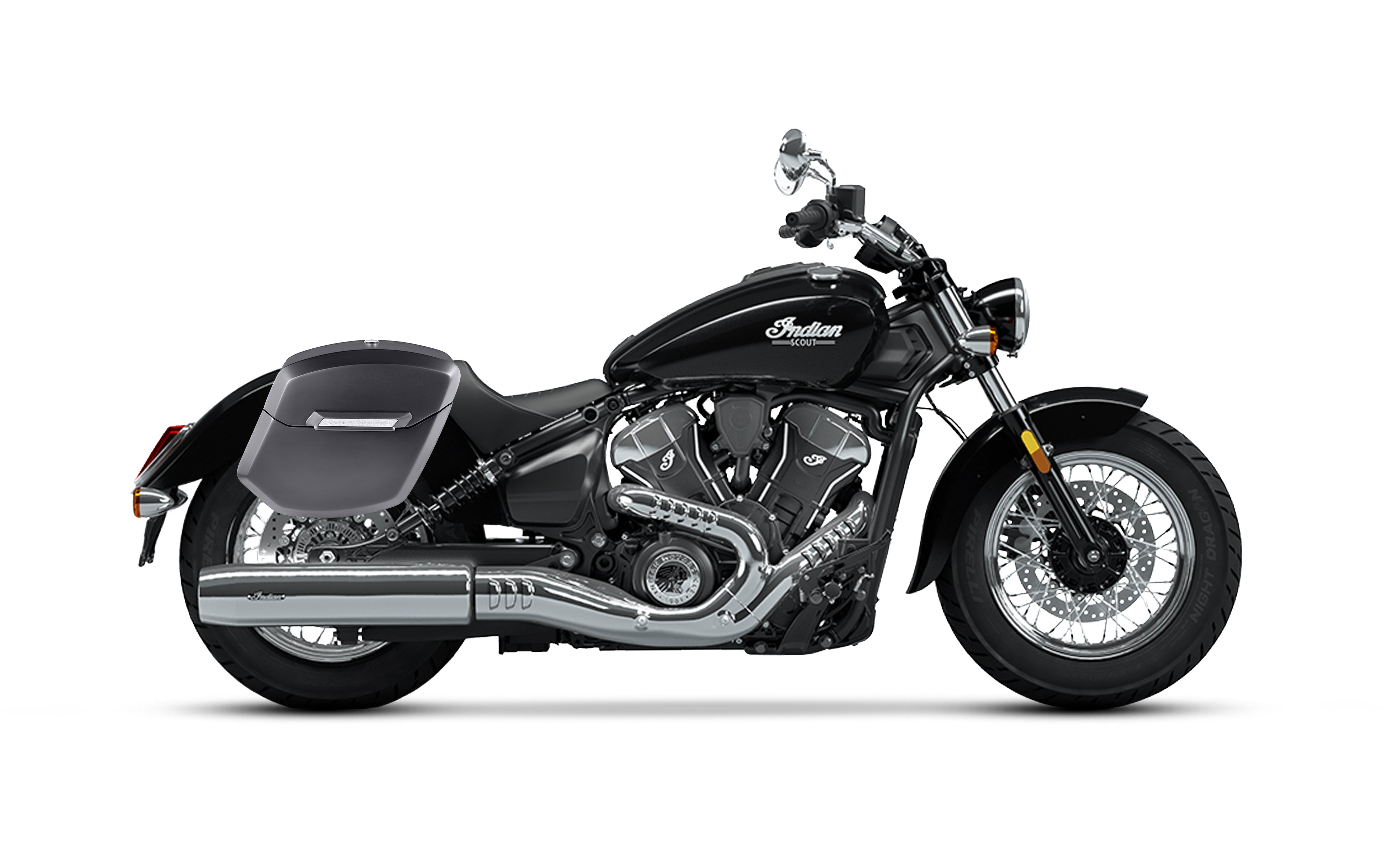 24L - Ironclad Quick-Mount Medium Indian Scout Classic Matte Hard Saddlebags Bag on Bike @expand