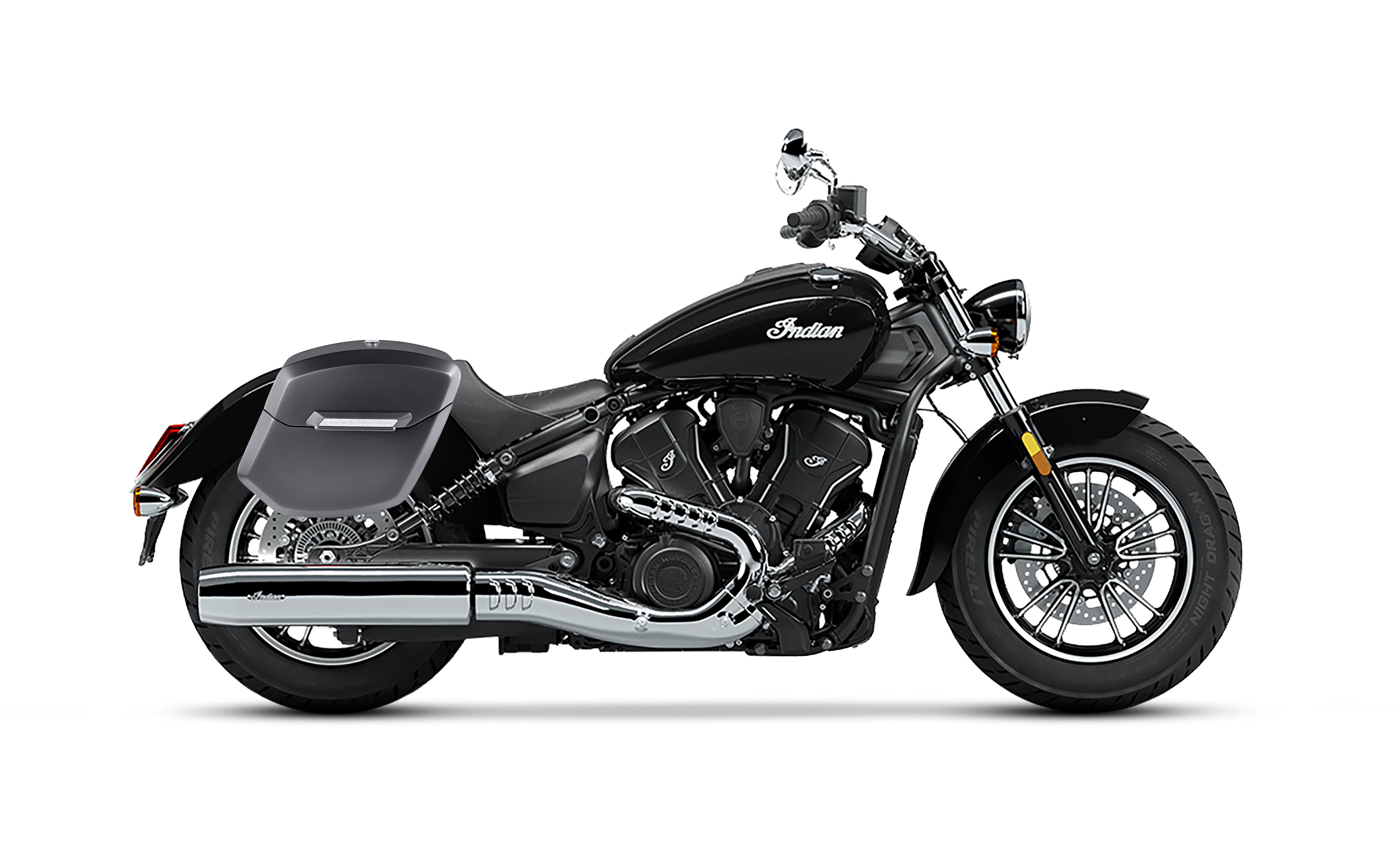 24L - Ironclad Quick-Mount Medium Indian Scout Sixty Classic Matte Hard Saddlebags Bag on Bike @expand