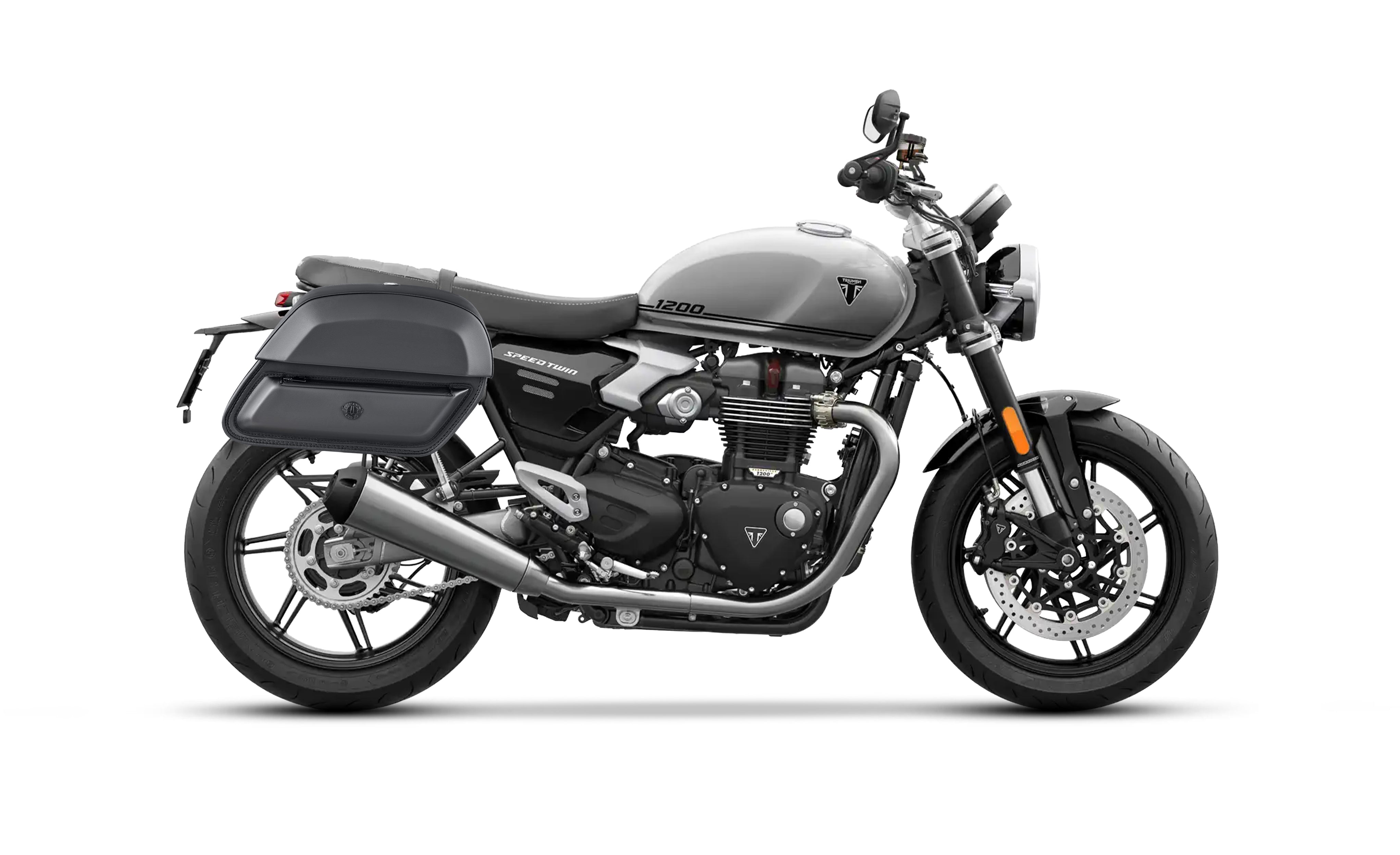 28L - Pantheon Quick-Mount Medium Triumph Speed Twin 1200 Motorcycle Saddlebags Bag on Bike @expand