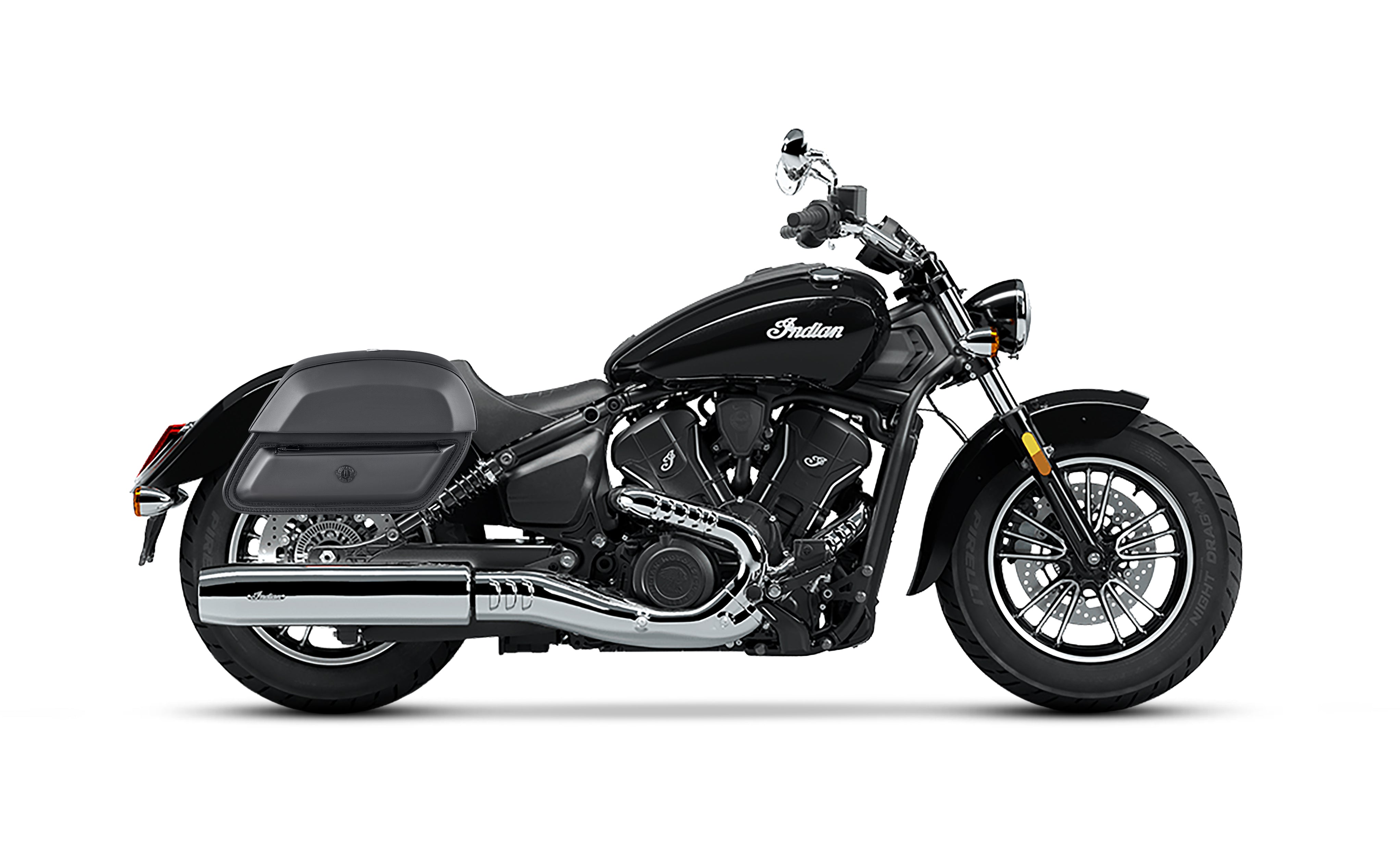 28L - Pantheon Quick-Mount Medium Indian Scout Sixty Classic Motorcycle Saddlebags Bag on Bike @expand