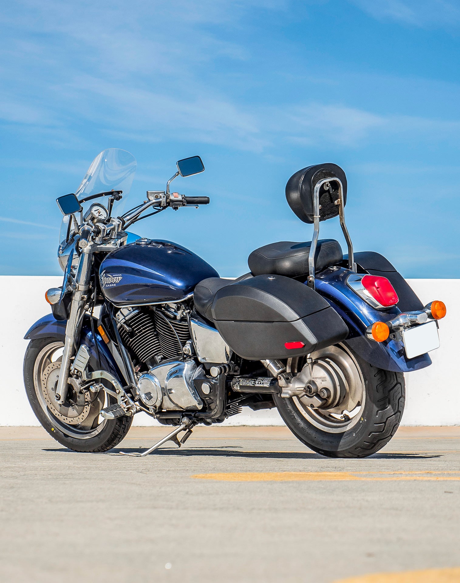 28L - Phantom Large Honda Shadow 1100 Sabre Leather Wrapped Hard Saddlebags v1