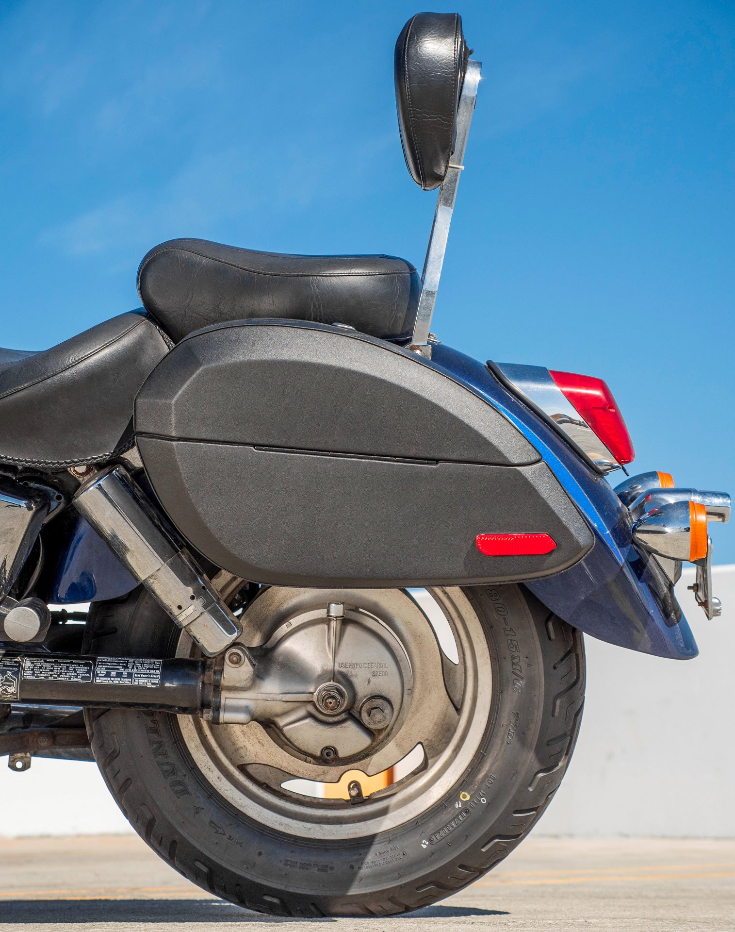 28L - Phantom Large Honda Shadow 1100 Sabre Leather Wrapped Hard Saddlebags v2