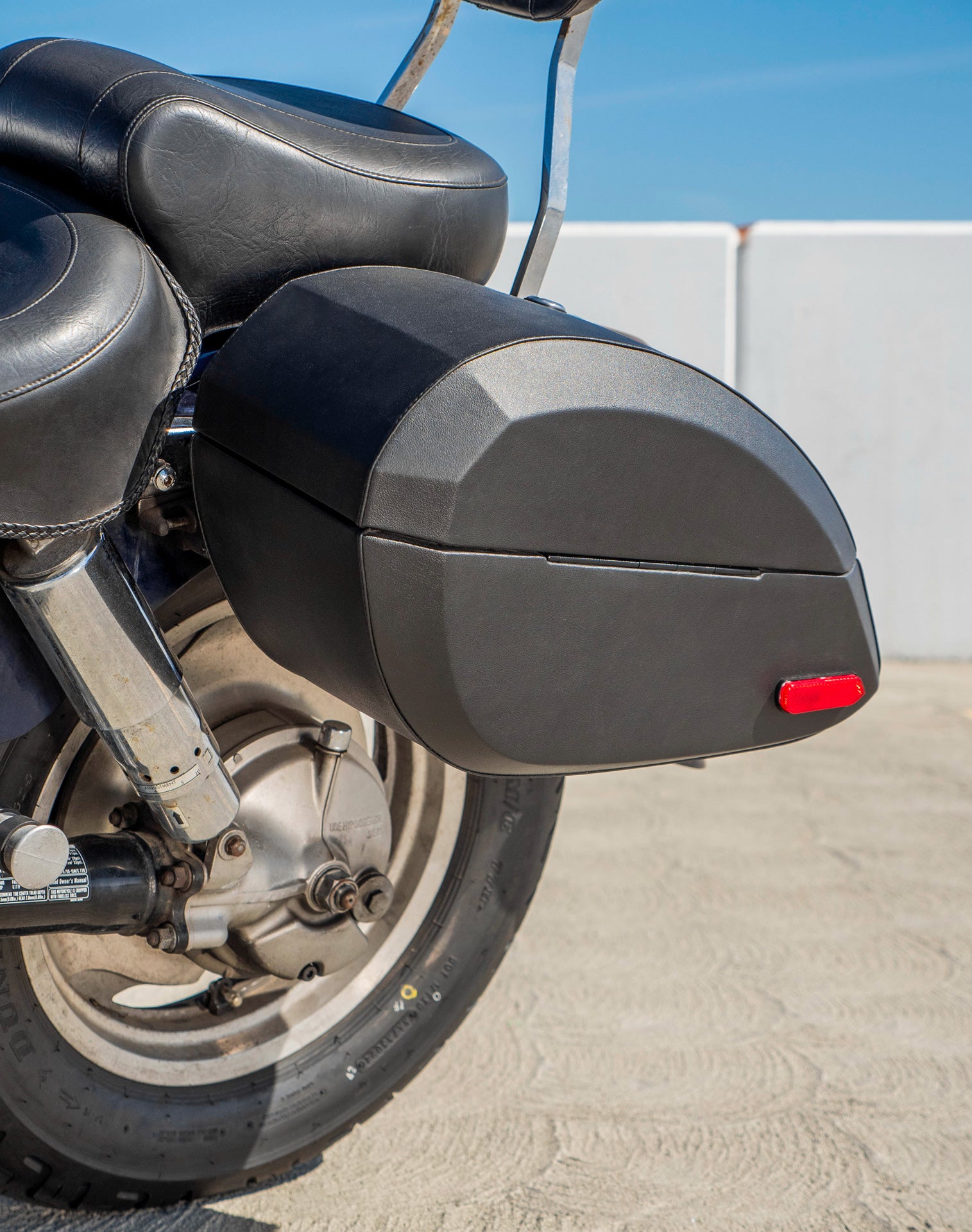 28L - Phantom Large Honda Shadow 1100 Sabre Leather Wrapped Hard Saddlebags v3