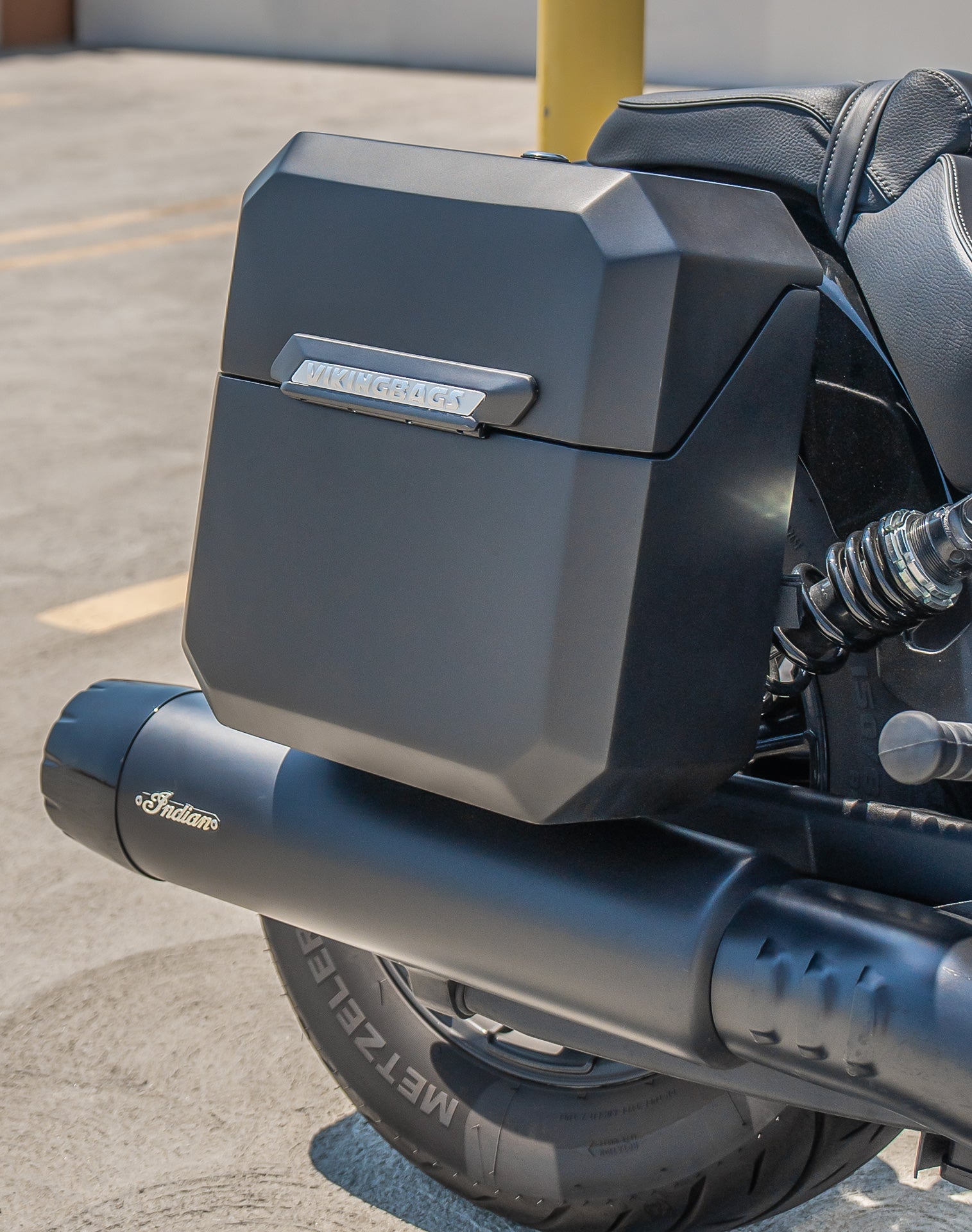 30L - Outlaw Quick-Mount Medium Indian Sport Scout Sixty Matte Hard Saddlebags Life Style