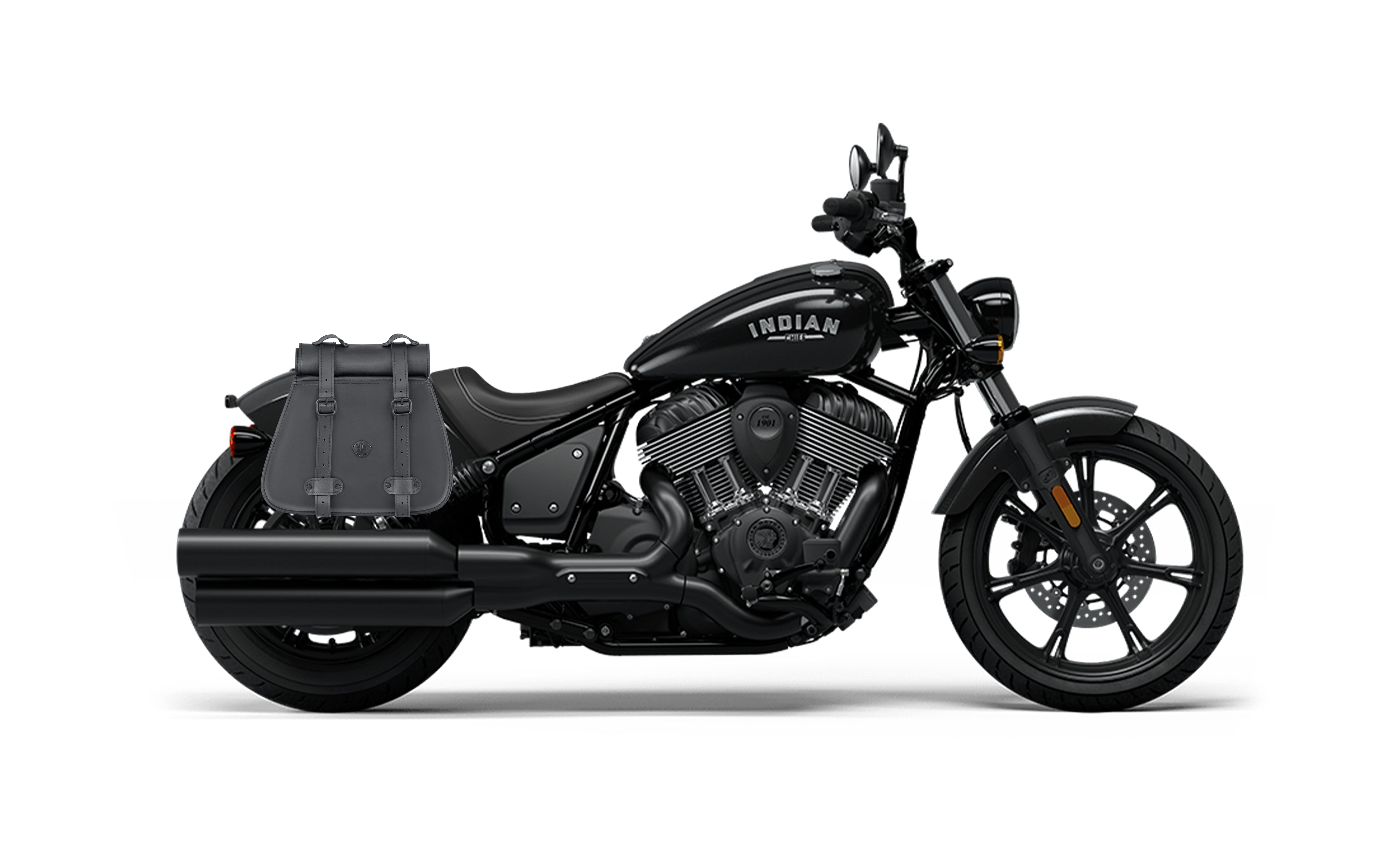 30L - SpiritBlade Roll-Top Large Indian Chief Motorcycle Leather Saddlebags Bag on Bike @expand