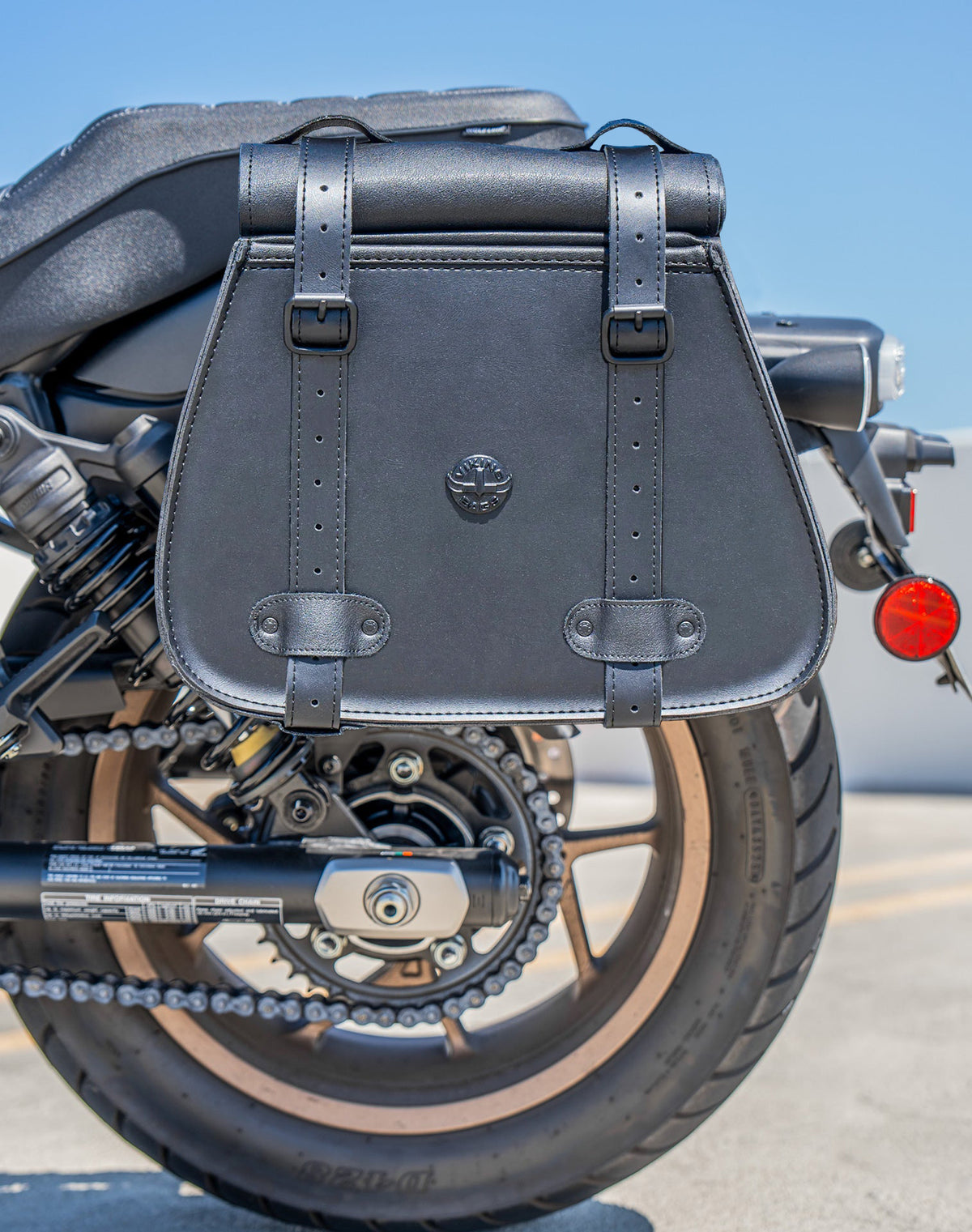30L - SpiritBlade Roll-Top Large Honda Rebel 1100 CMX1100 Motorcycle Leather Saddlebags Lifestyle