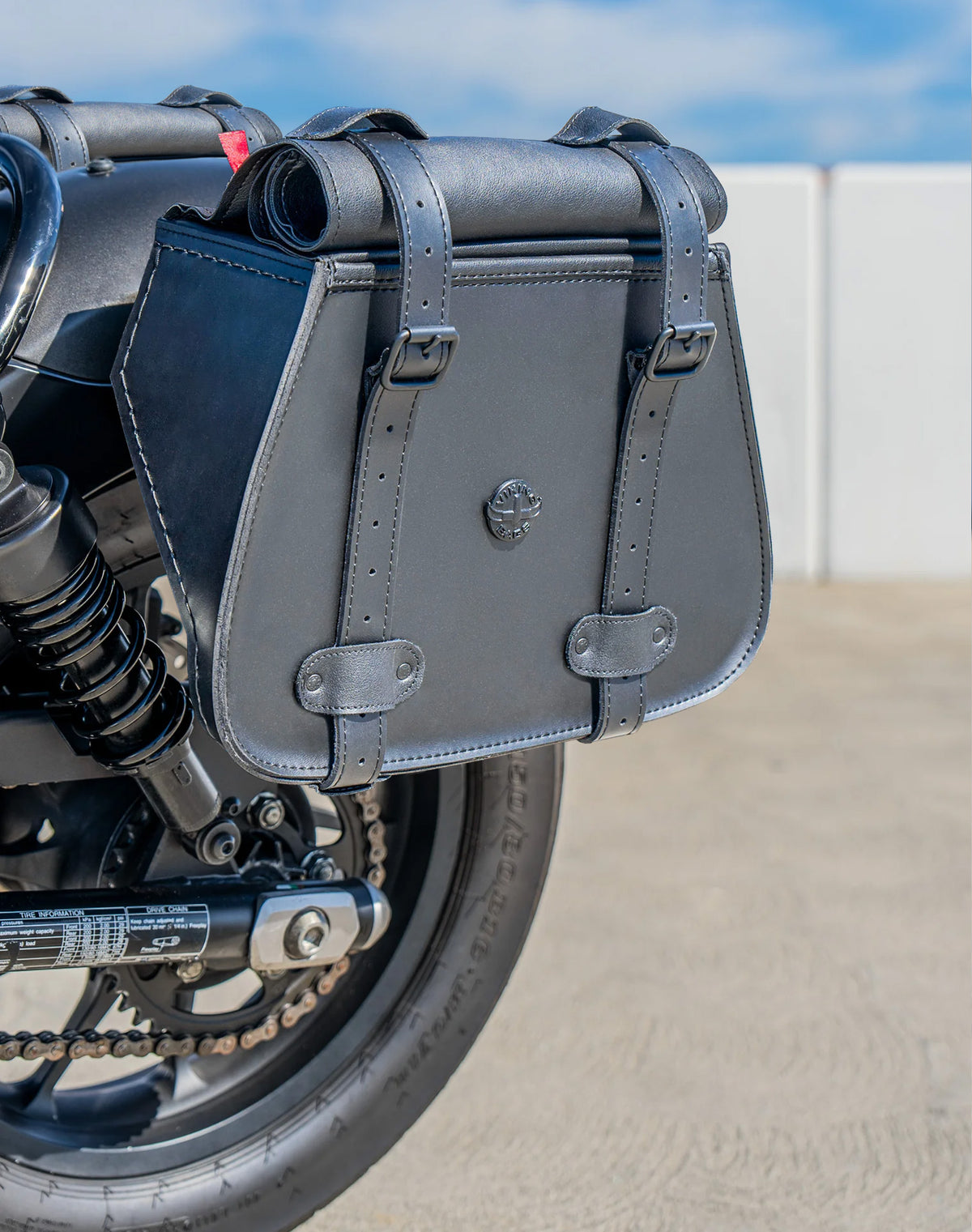 30L - SpiritBlade Roll-Top Large Honda Rebel 500 Motorcycle Leather Saddlebags Lifestyle