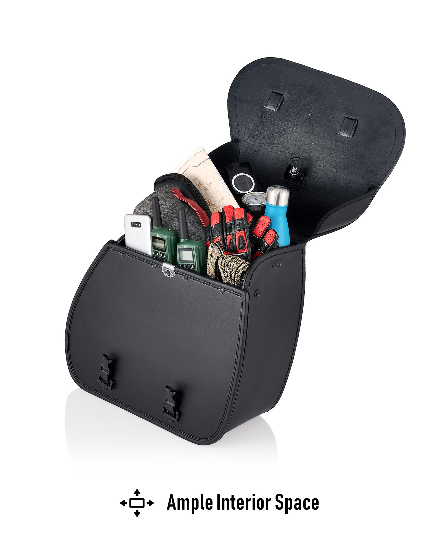 30L - Ghost Large Shock Cutout Motorcycle Saddlebags For Harley Sportster Super Low XL1200T Ample Interior Space