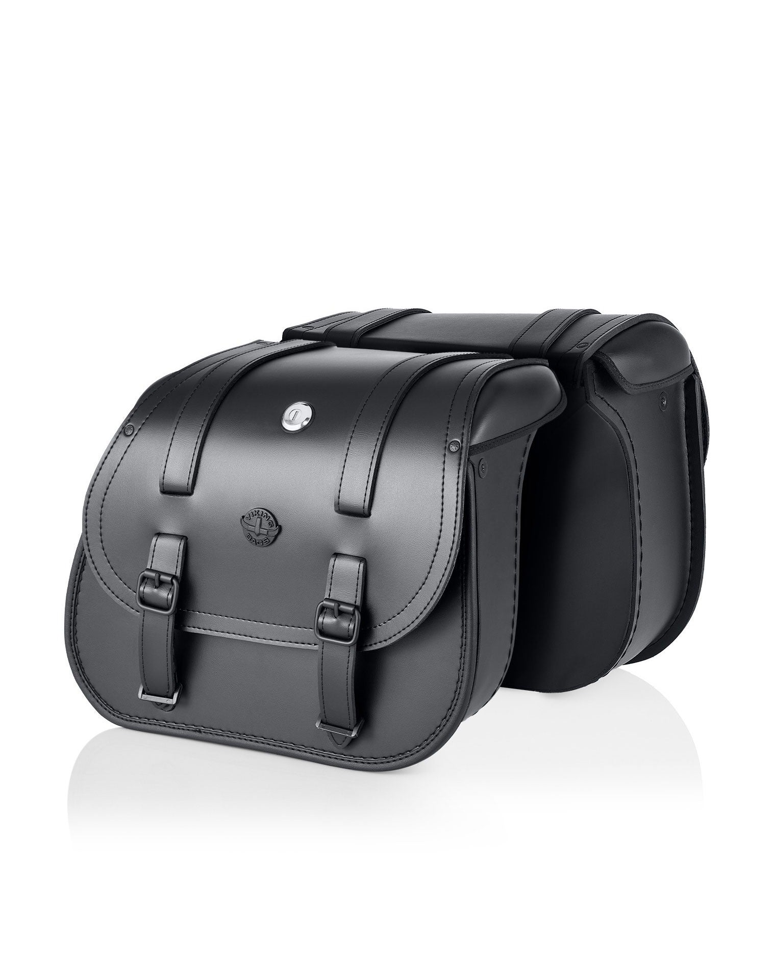 30L - Wraith Large Quick-Mount Shock Cutout Leather Saddlebags For Harley Dyna Super Glide Custom FXD/I Main View