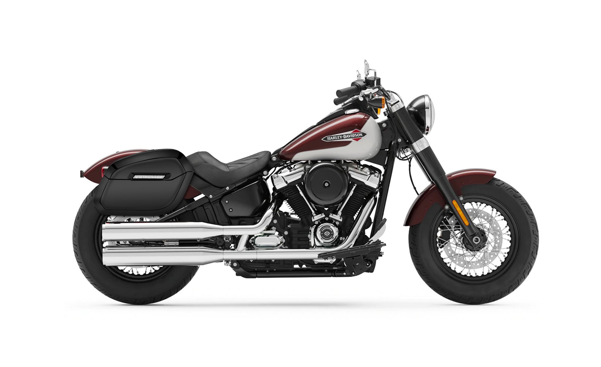 32L - Darkin Large Quick Mount Painted Hard Saddlebags for Harley Softail Slim FLS on Bike Photo @expand