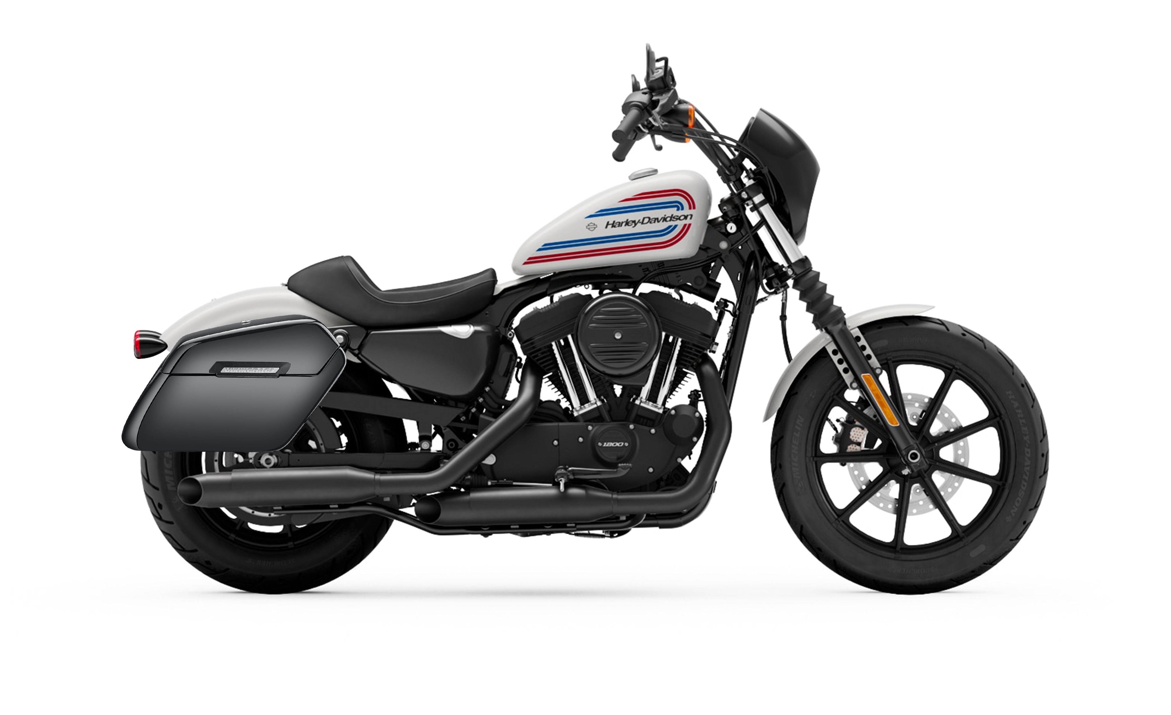 38L - Baldur XL Shock Cut-out Painted Hard Saddlebags for Harley Sportster 1200 Iron XL1200NS Bag on Bike @expand