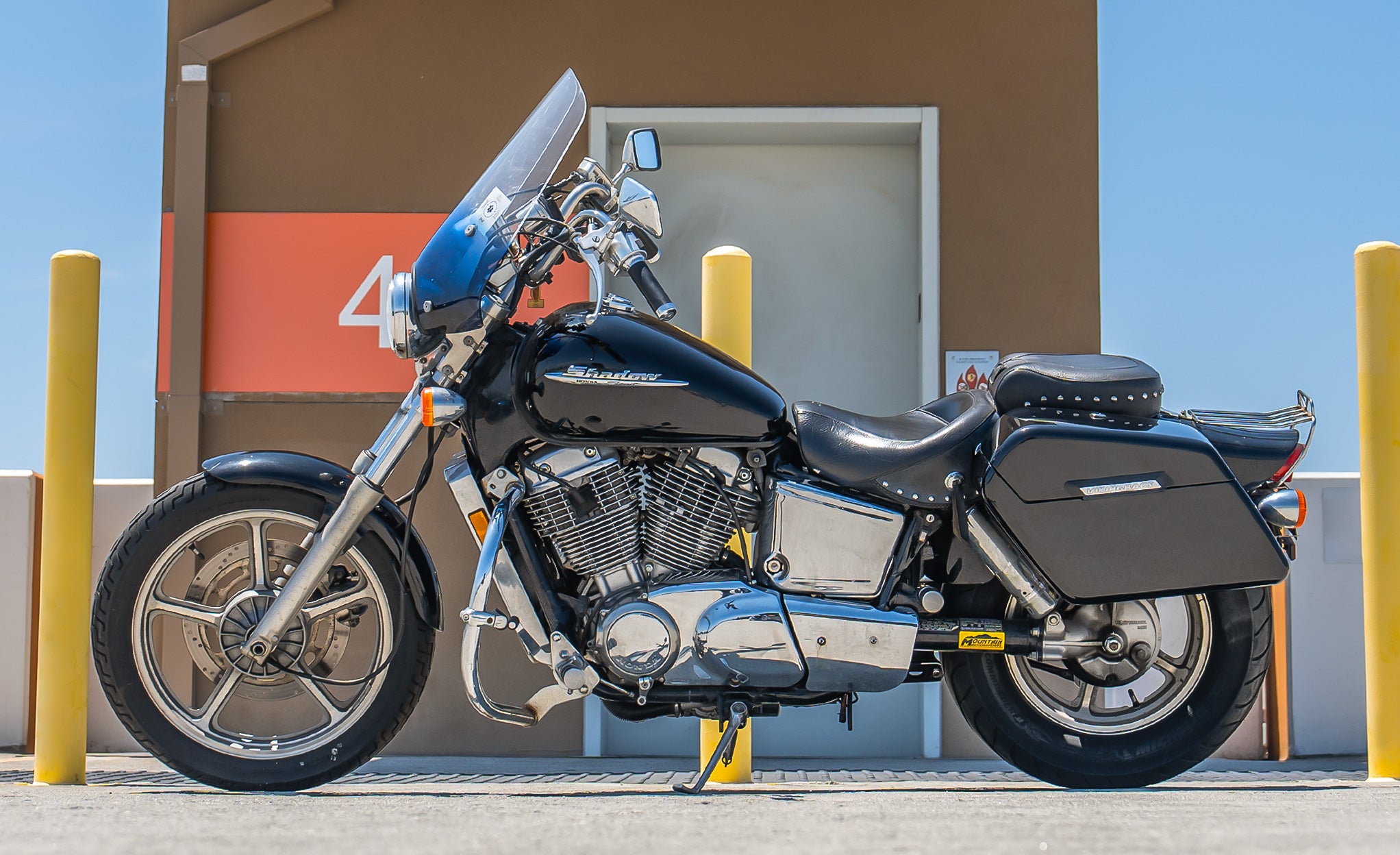 38L - Baldur XL Shock Cutout Honda Shadow 1100 Spirit Painted Hard Saddlebags @expand