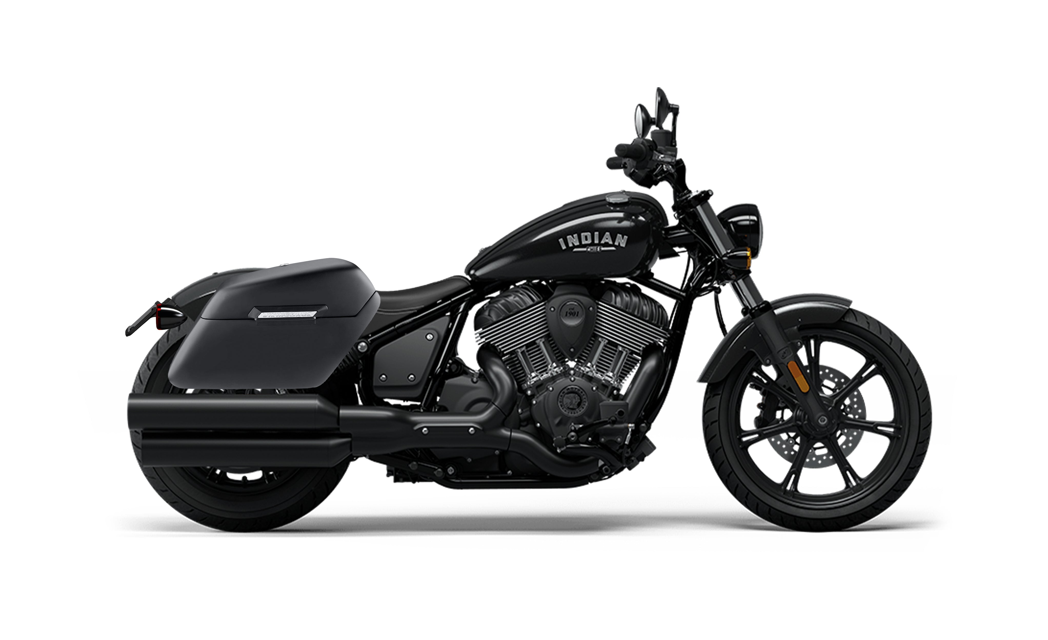 38L - Baldur XL Shock Cutout Indian Chief Matte Hard Saddlebags Bag on Bike @expand