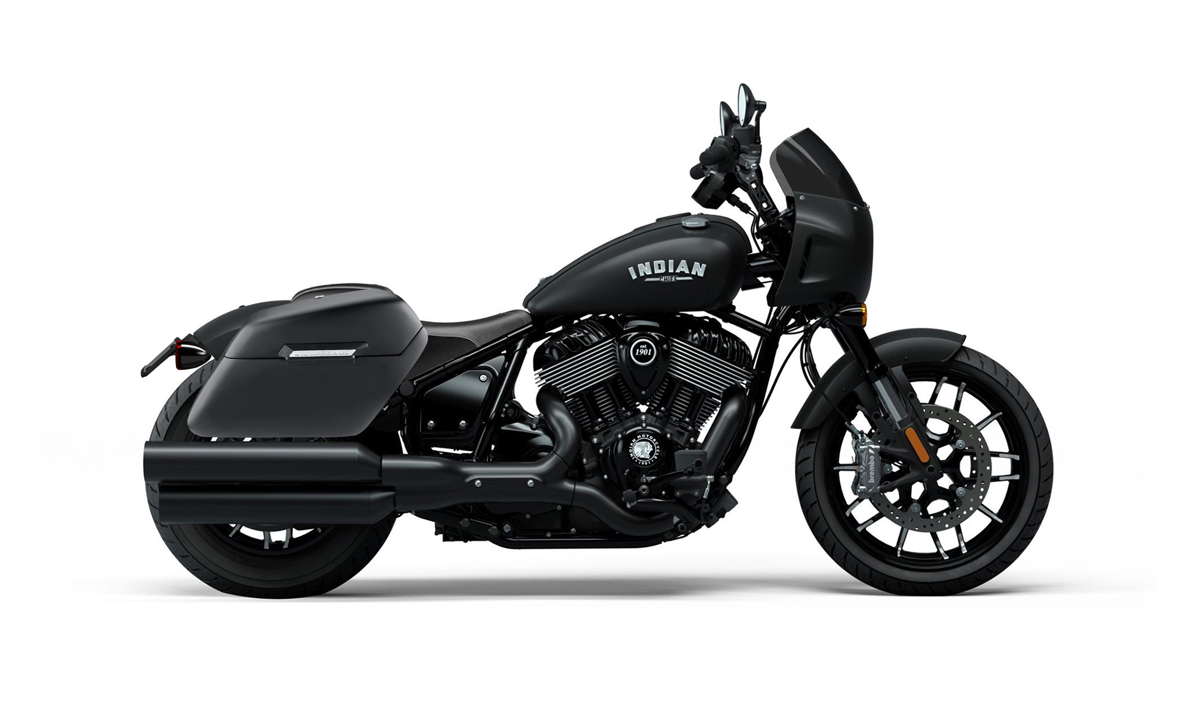 38L - Baldur XL Shock Cutout Indian Sport Chief Matte Hard Saddlebags Bag on Bike @expand