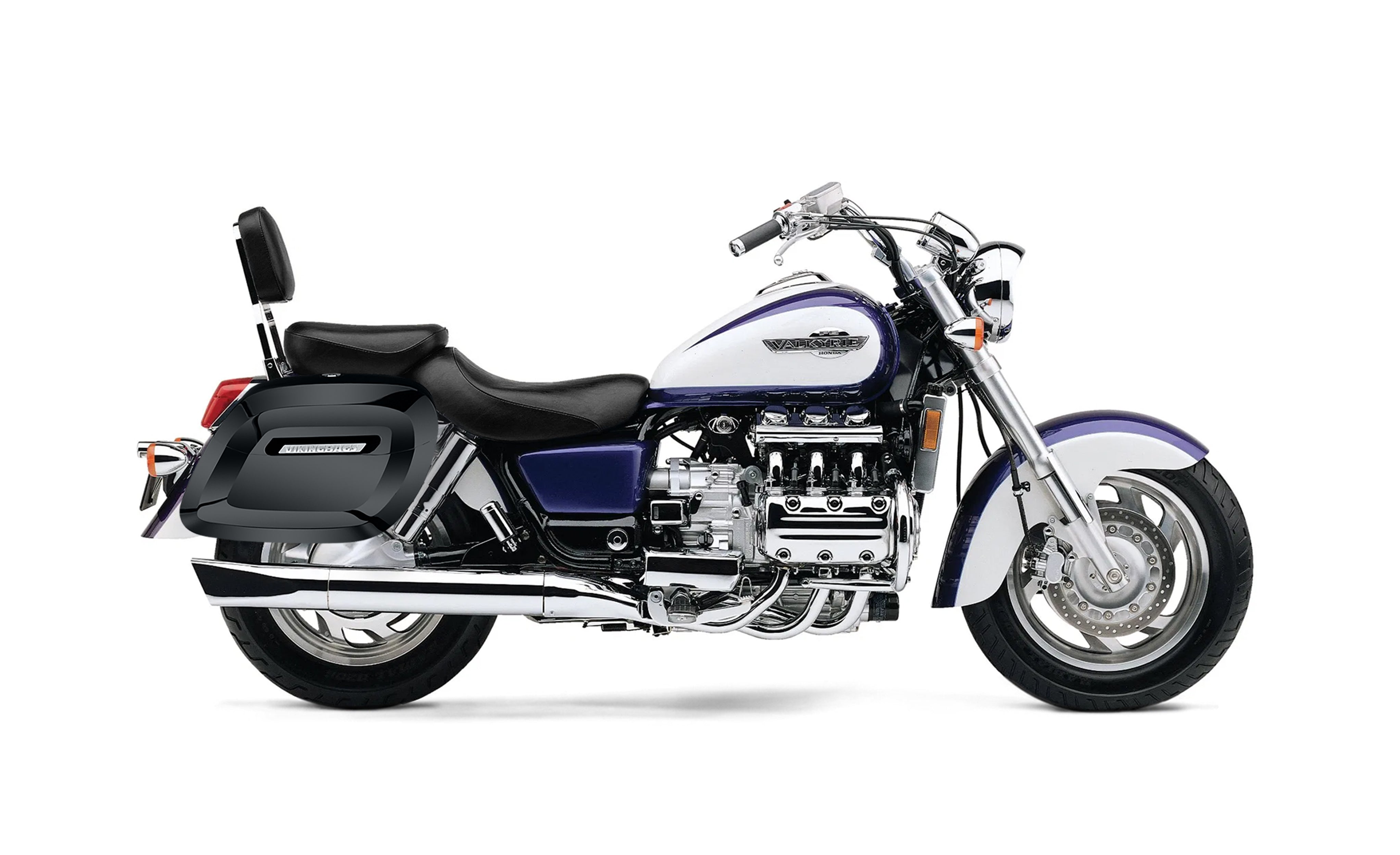 40L - Lamellar Raven XL Honda Valkyrie 1500 Interstate Painted Hard Saddlebags Bag on Bike @expand