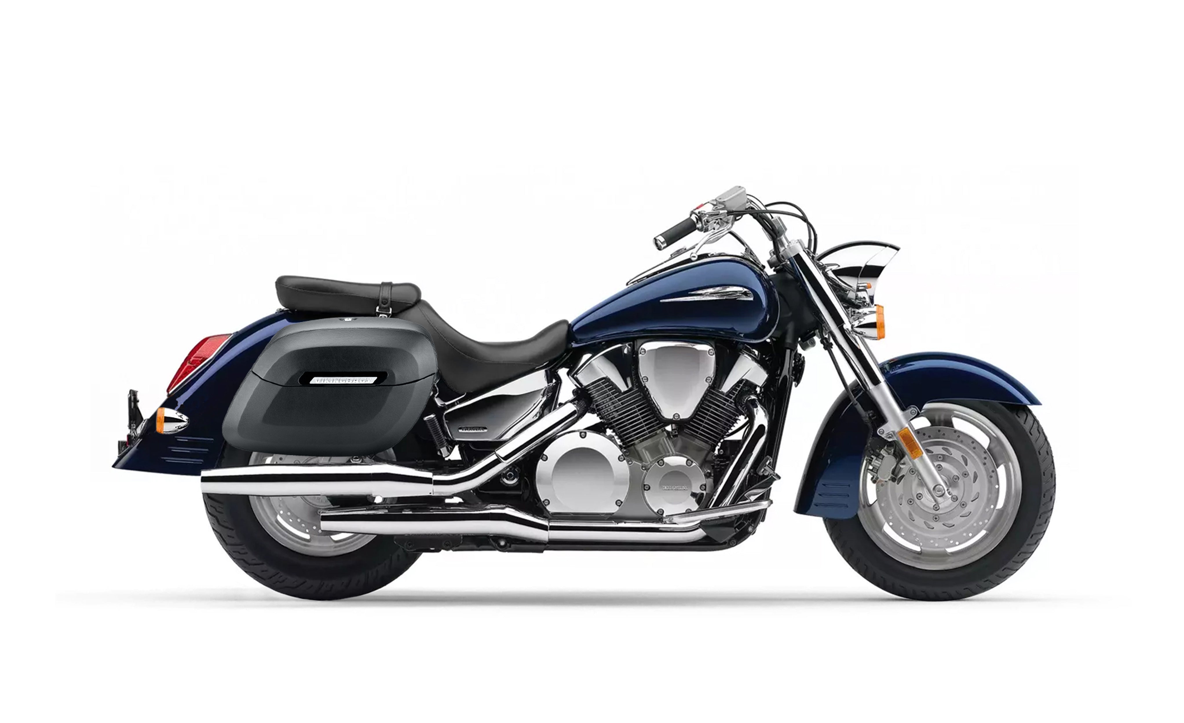 40L - Lamellar Raven XL Honda VTX 1300 R (Retro) Matte Hard Saddlebags Bag on Bike @expand