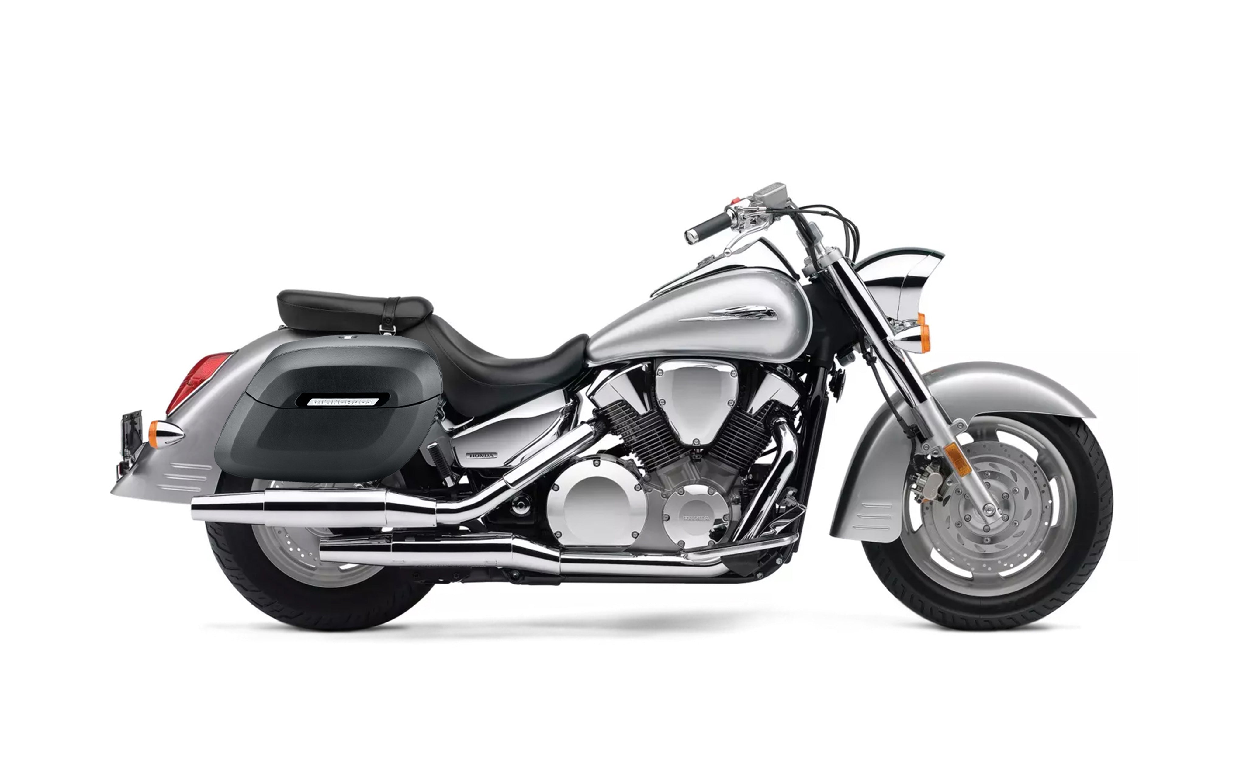 40L - Lamellar Raven XL Honda VTX 1300 S Matte Hard Saddlebags Bag on Bike @expand